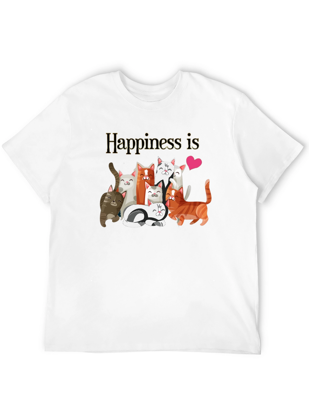 Happiness is Cats Graphic T-Shirt Cat Lover Tee