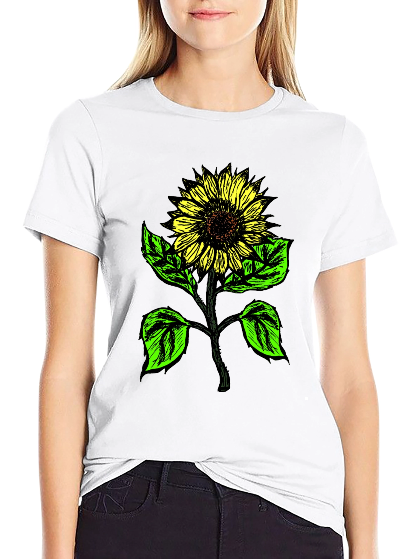 Sunflower Graphic Print Tee - Black