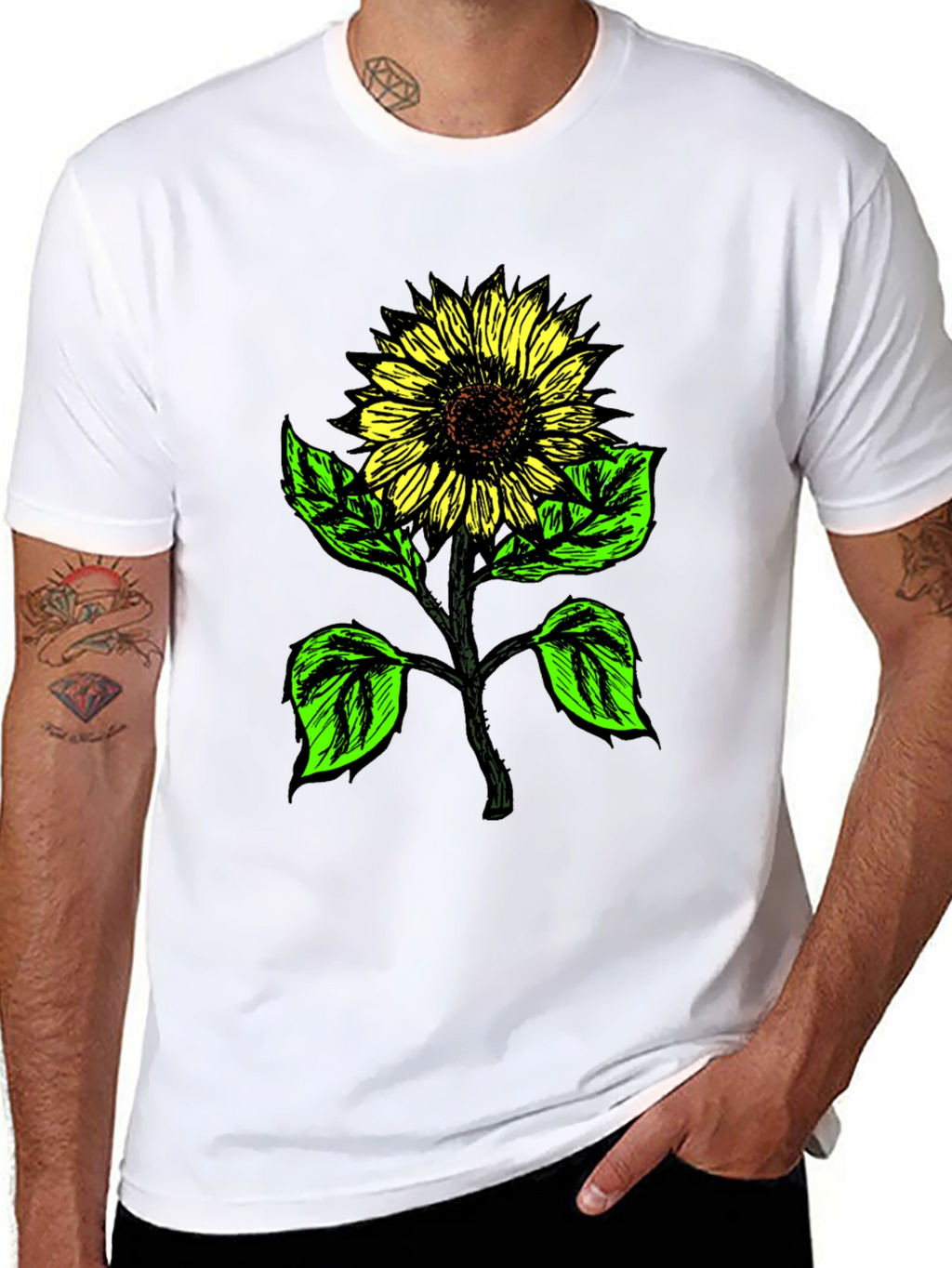 Sunflower Graphic Print Tee - Black