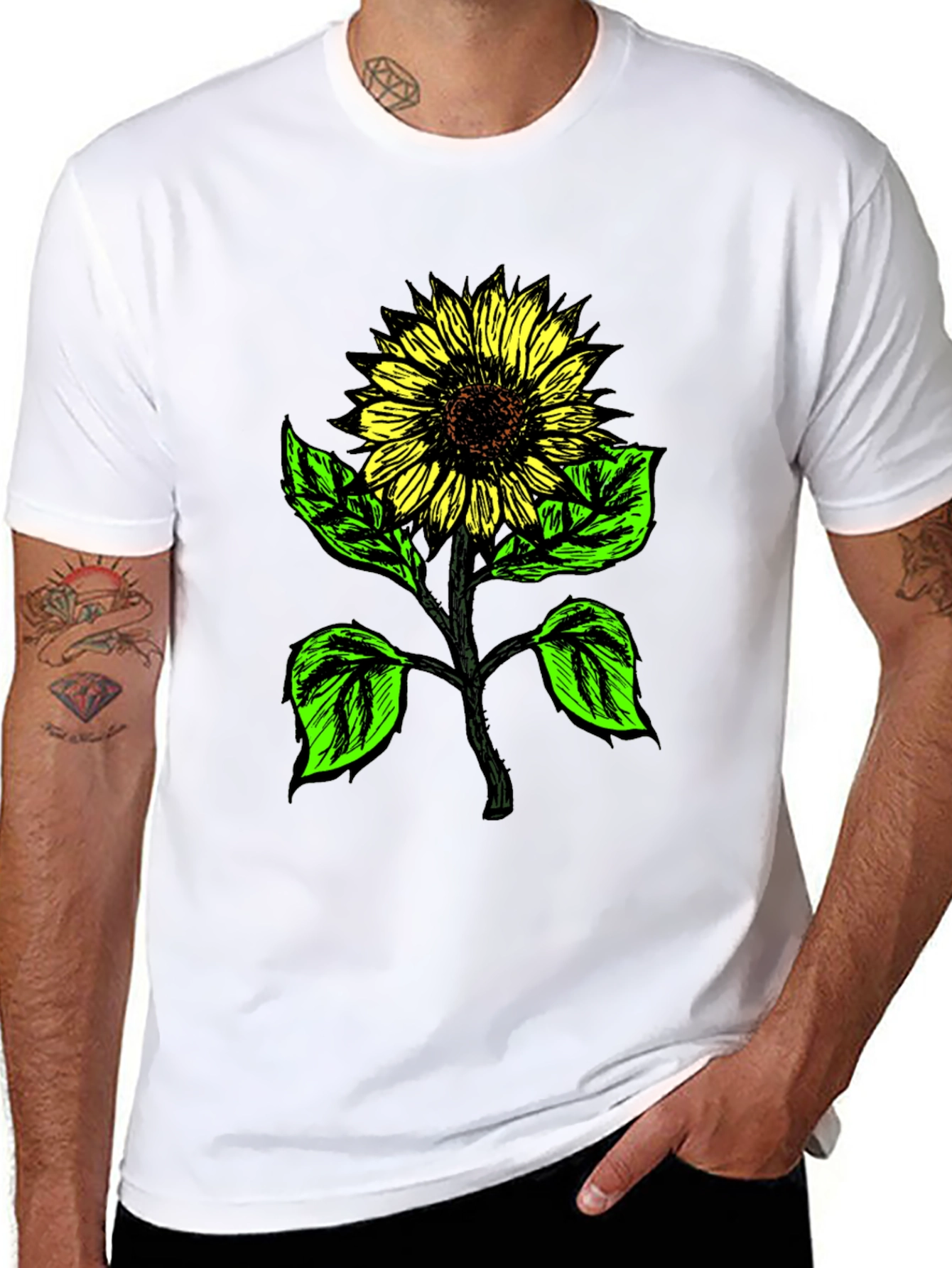 Sunflower Graphic Print Tee - Black