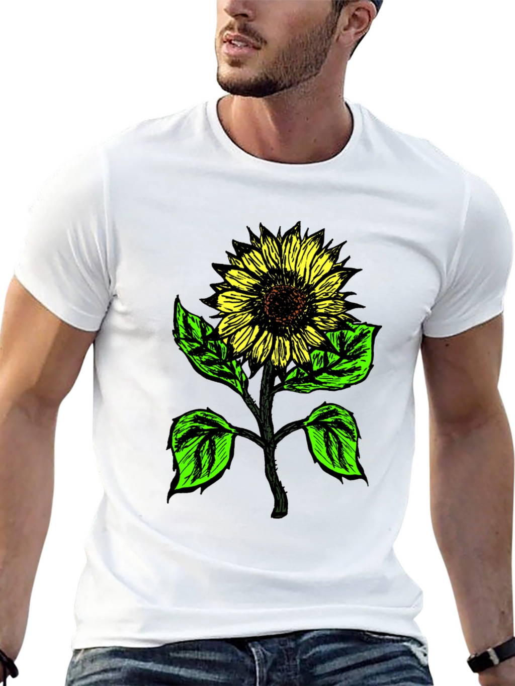 Sunflower Graphic Print Tee - Black