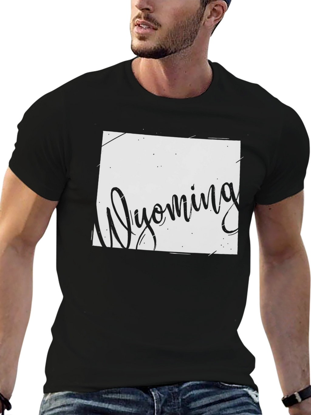 Wyoming State T-Shirt - Black Graphic Tee