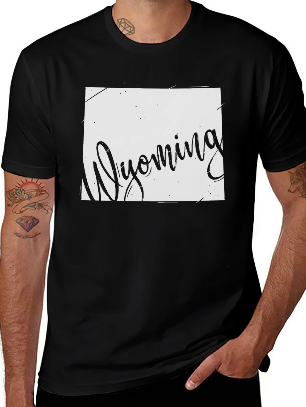 Wyoming State T-Shirt - Black Graphic Tee