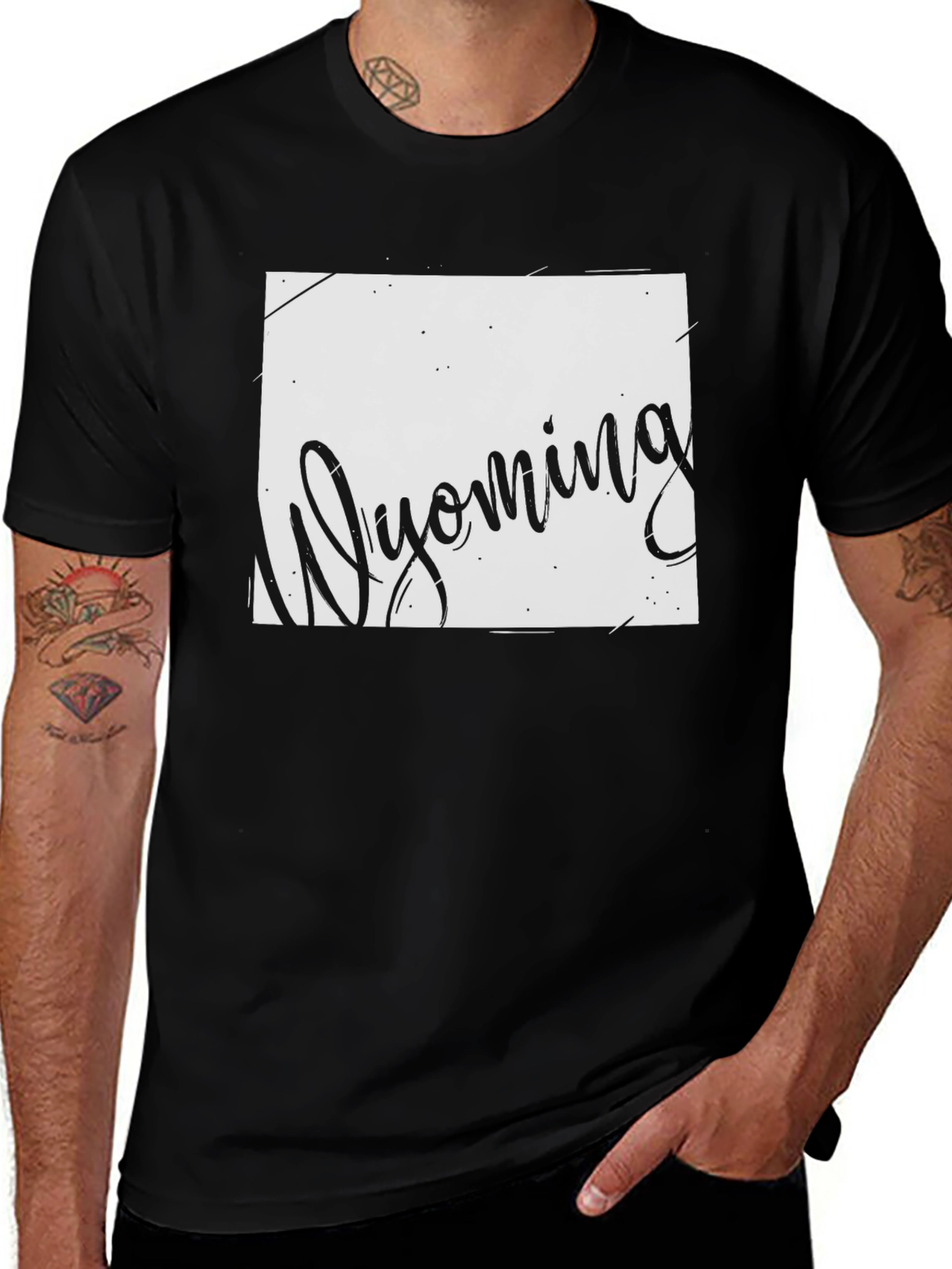 Wyoming State T-Shirt - Black Graphic Tee