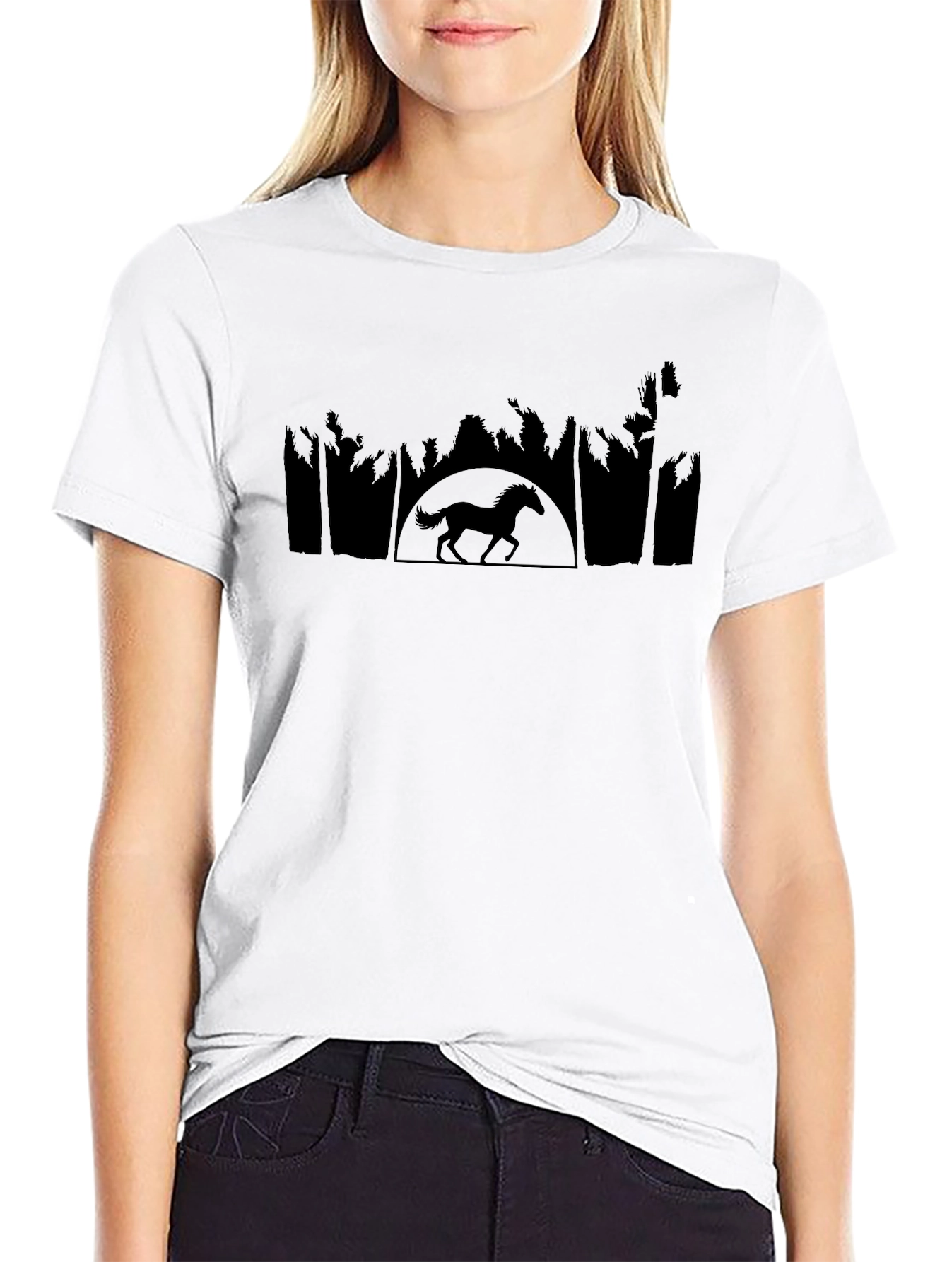 Horse Silhouette Tee - Black Graphic T-Shirt