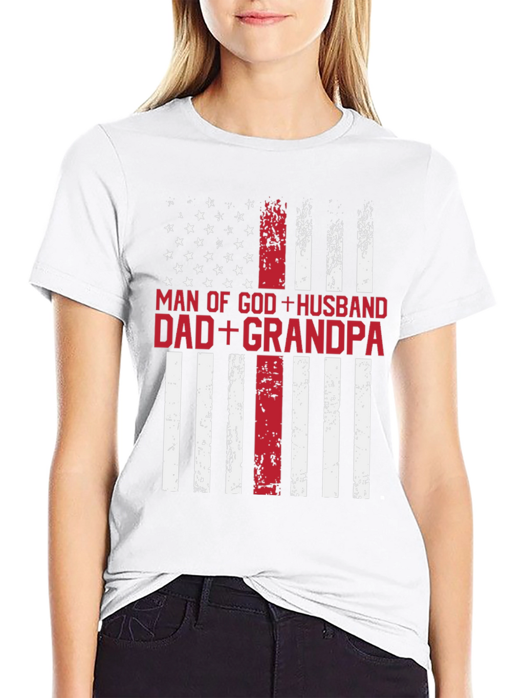 Man of God Husband Dad Grandpa Patriotic T-Shirt