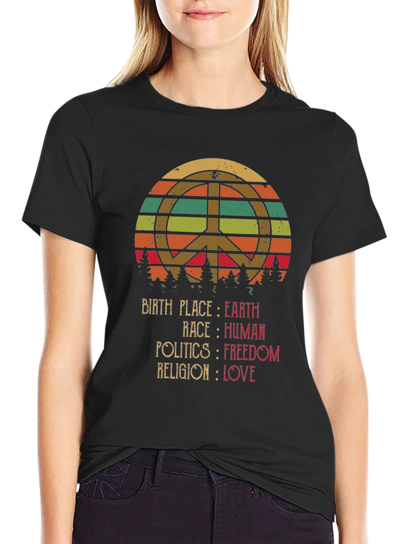 Peace Love Earth Human Freedom T-Shirt