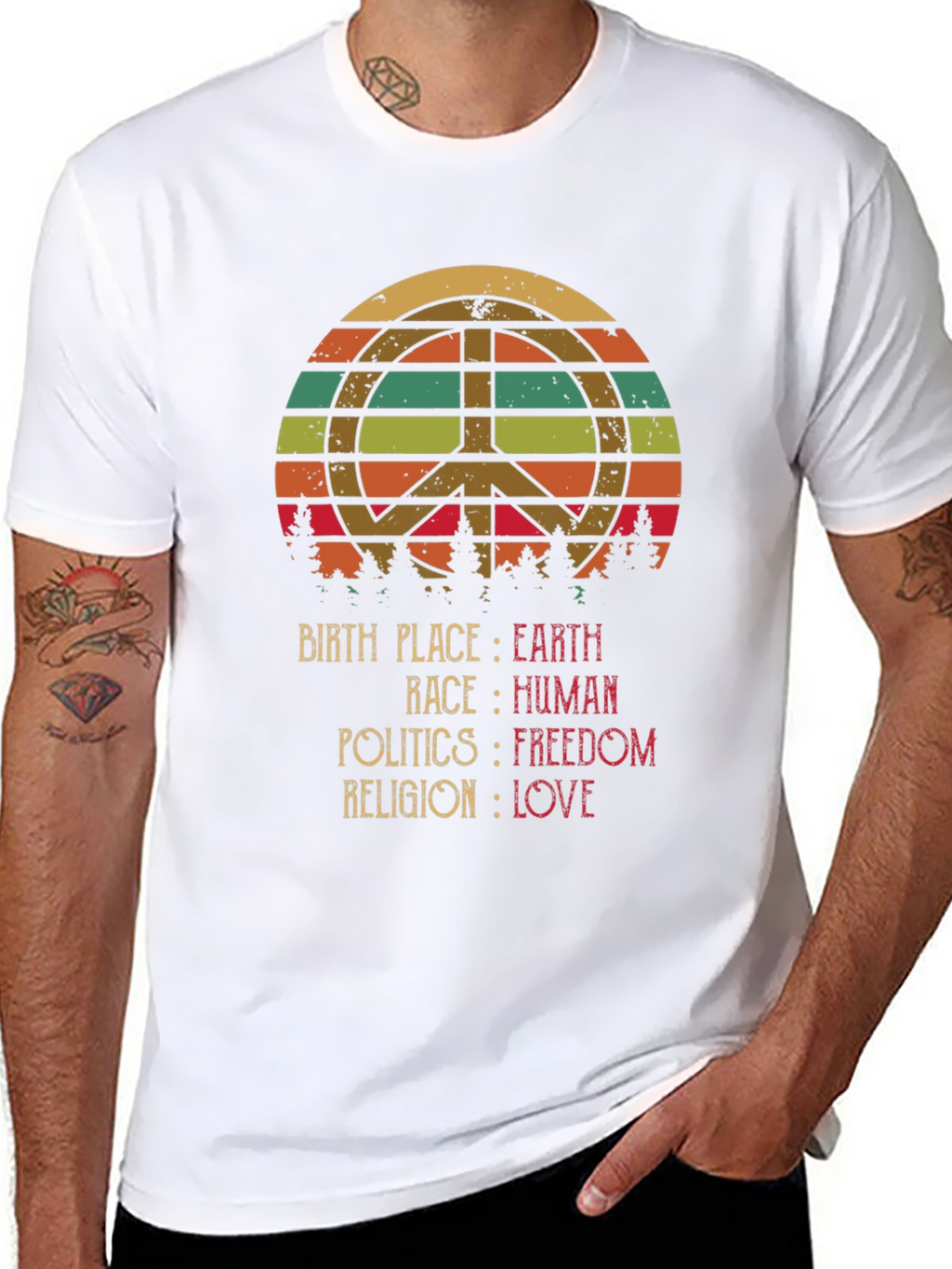Peace Love Earth Human Freedom T-Shirt