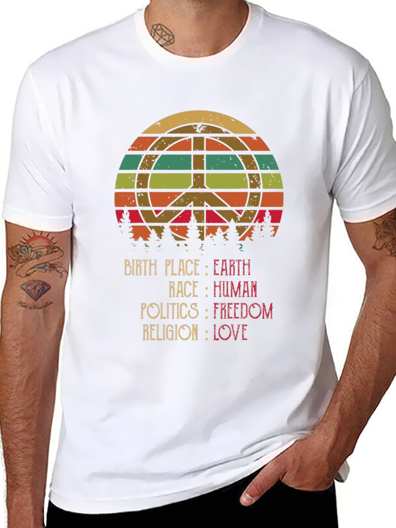Peace Love Earth Human Freedom T-Shirt