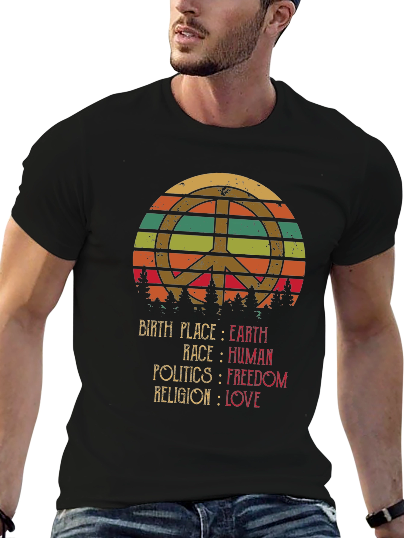 Peace Love Earth Human Freedom T-Shirt