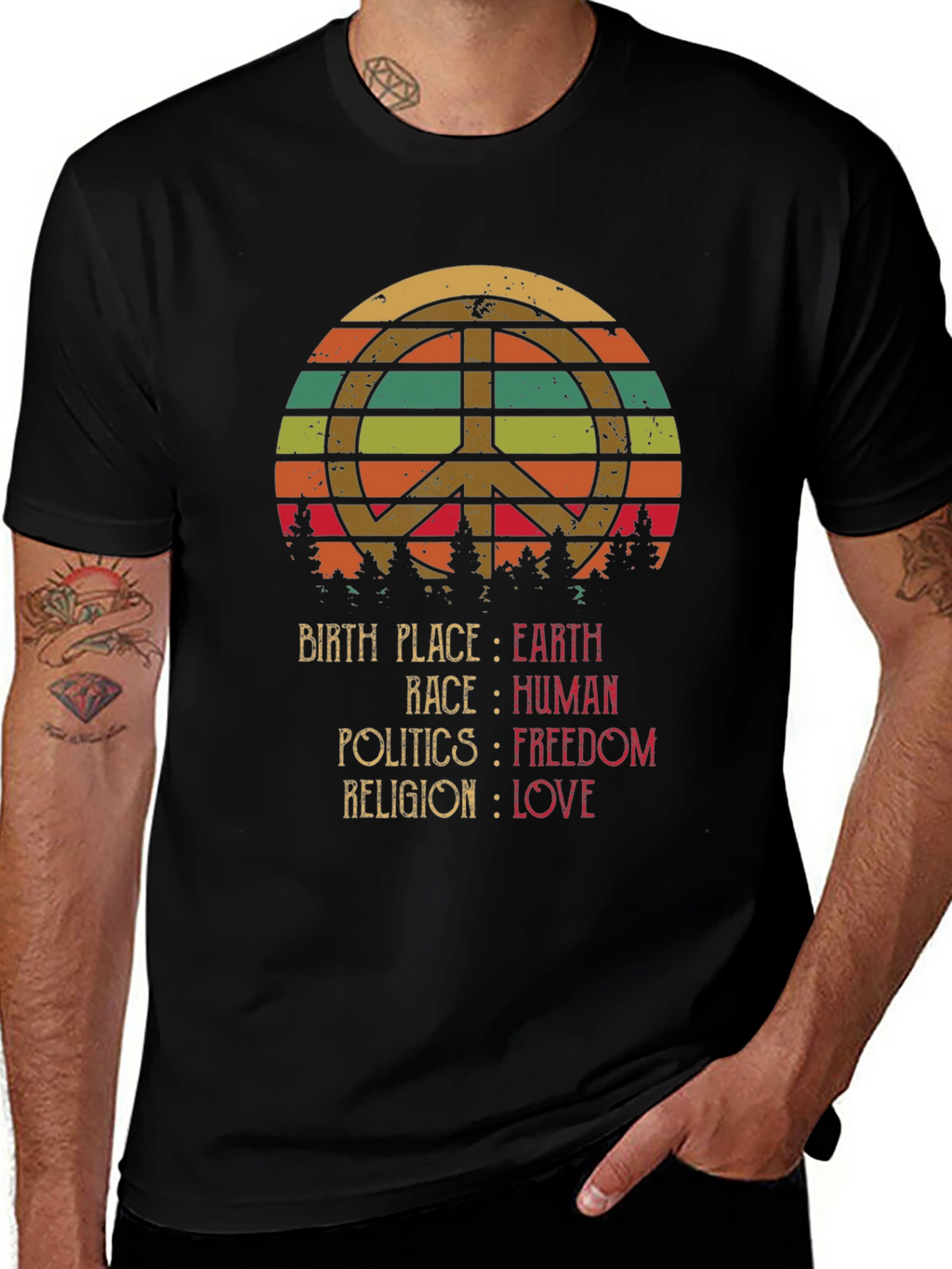 Peace Love Earth Human Freedom T-Shirt