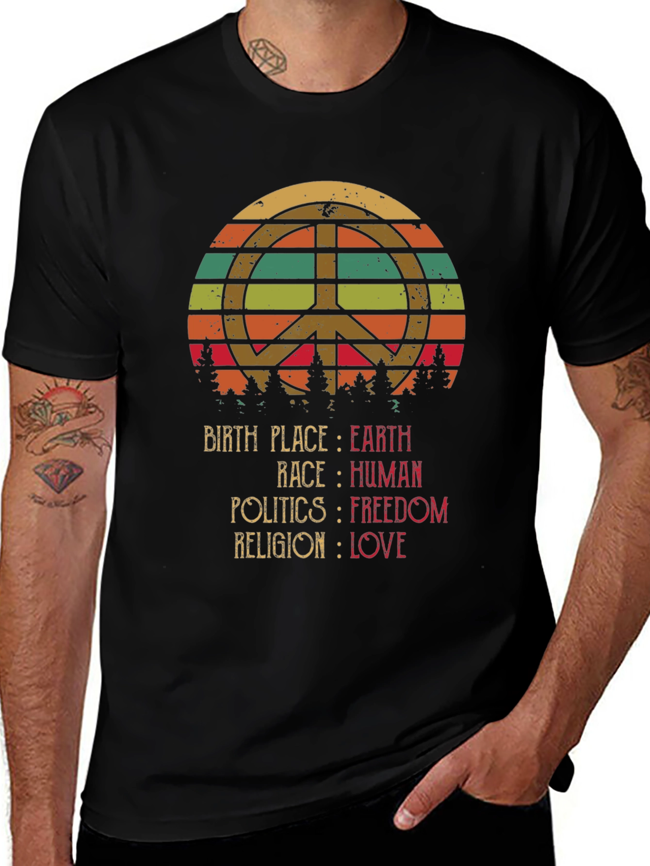 Peace Love Earth Human Freedom T-Shirt