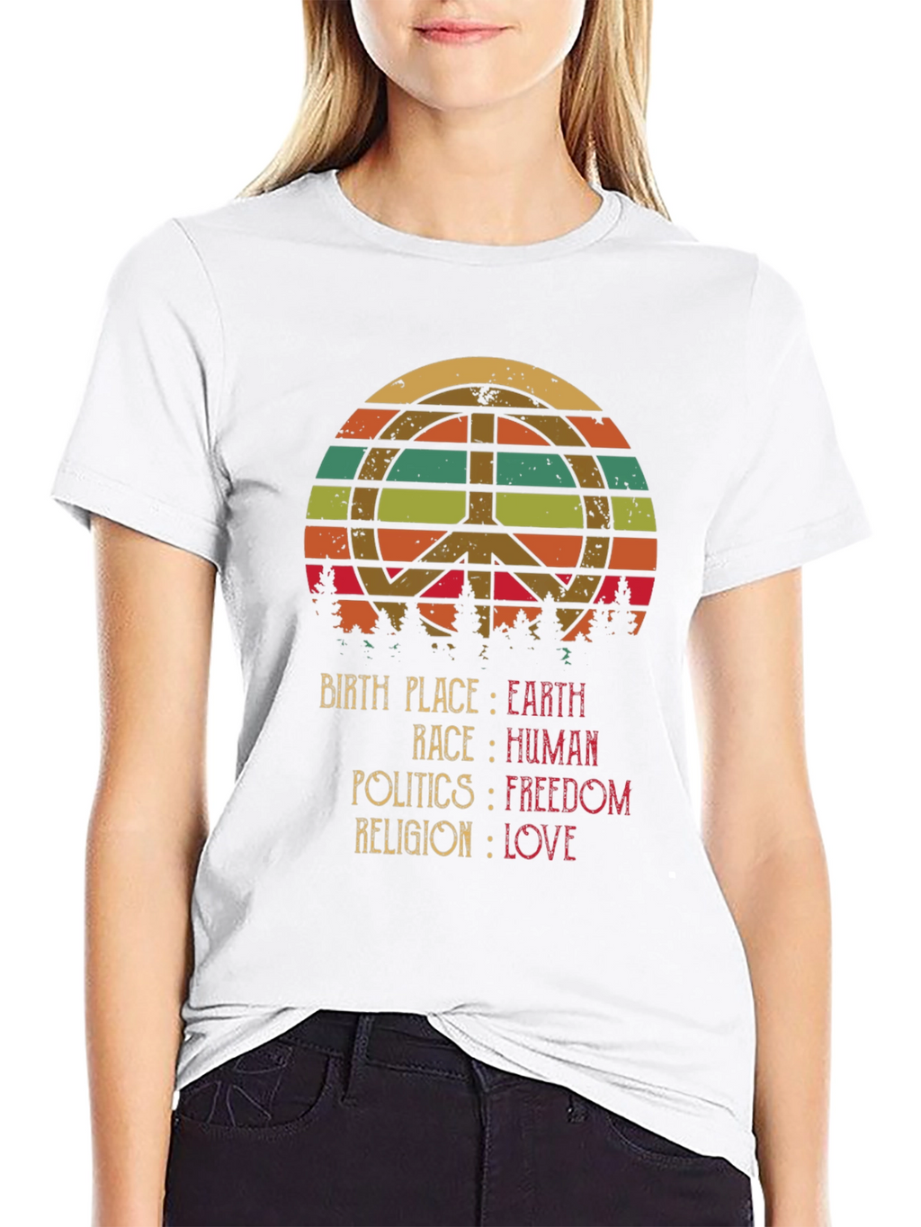 Peace Love Earth Human Freedom T-Shirt