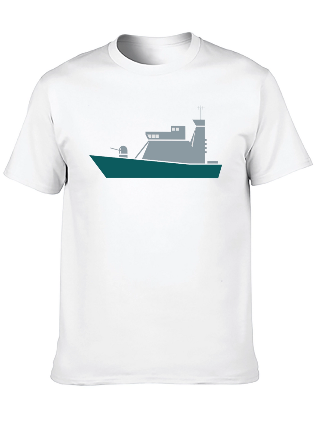 Naval Ship Graphic Tee - Black Crew Neck