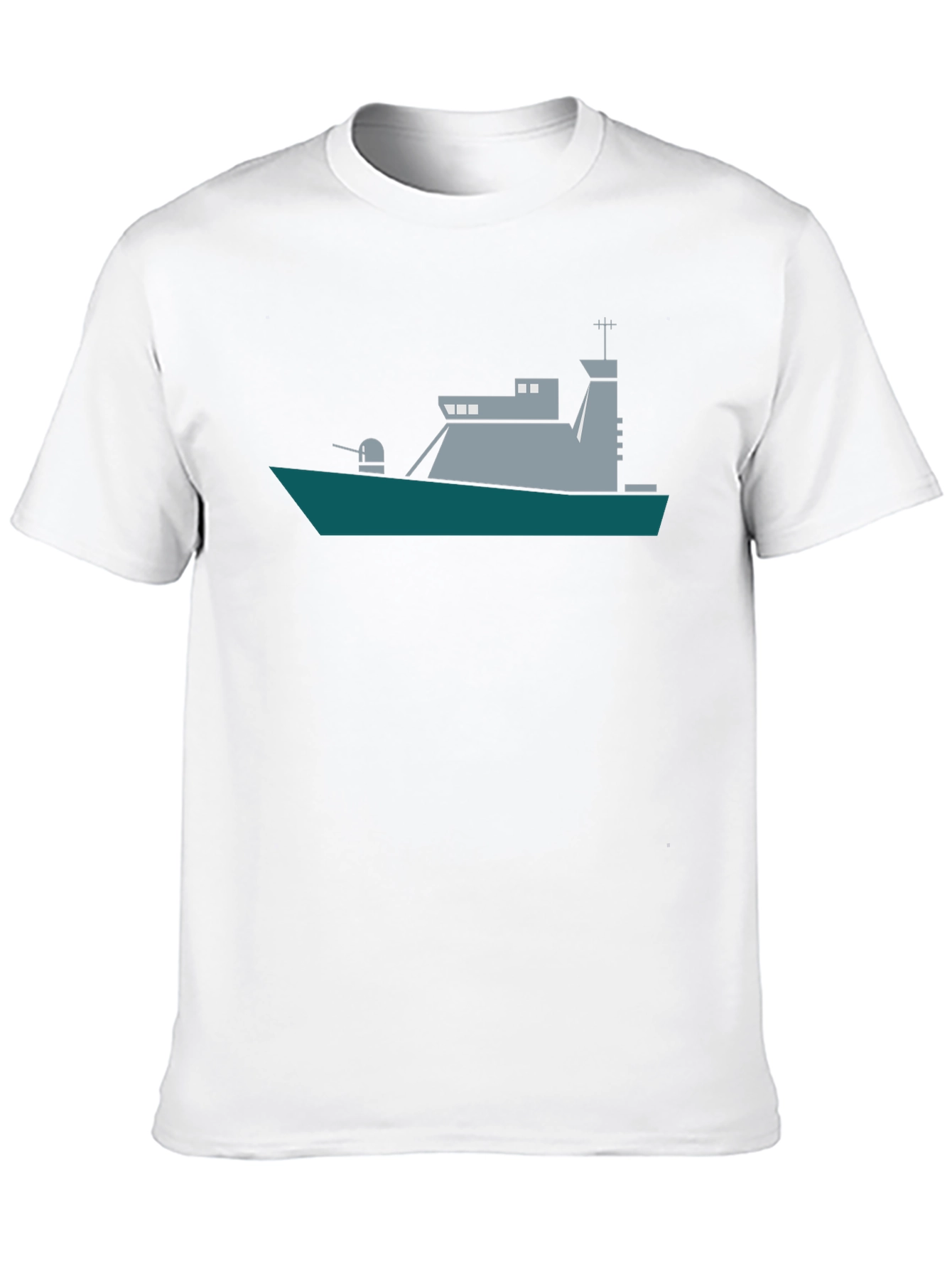 Naval Ship Graphic Tee - Black Crew Neck