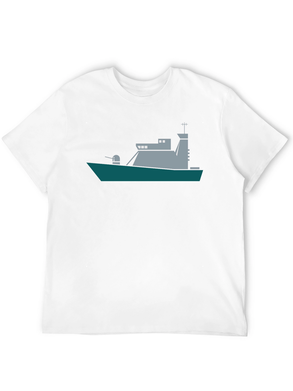 Naval Ship Graphic Tee - Black Crew Neck