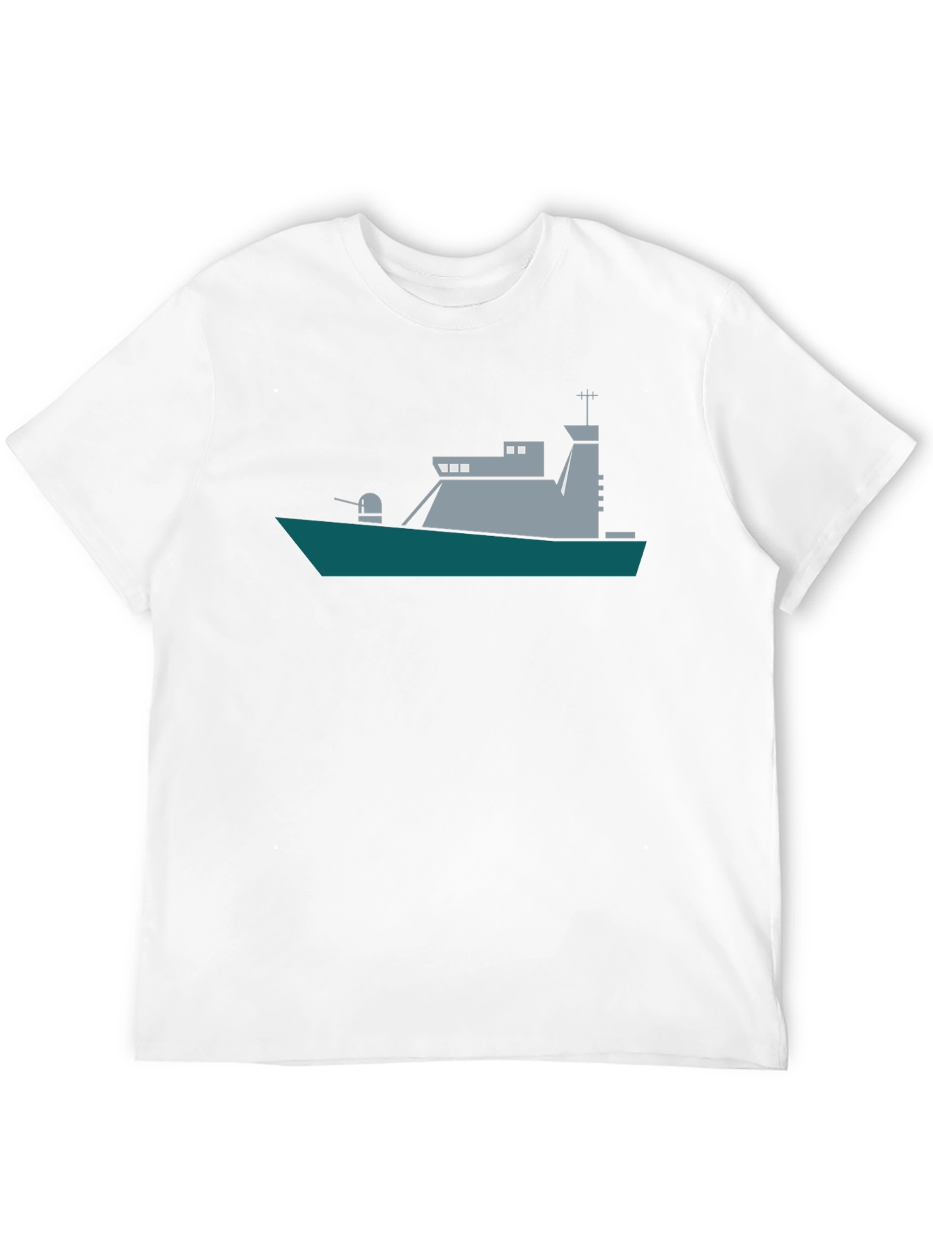 Naval Ship Graphic Tee - Black Crew Neck