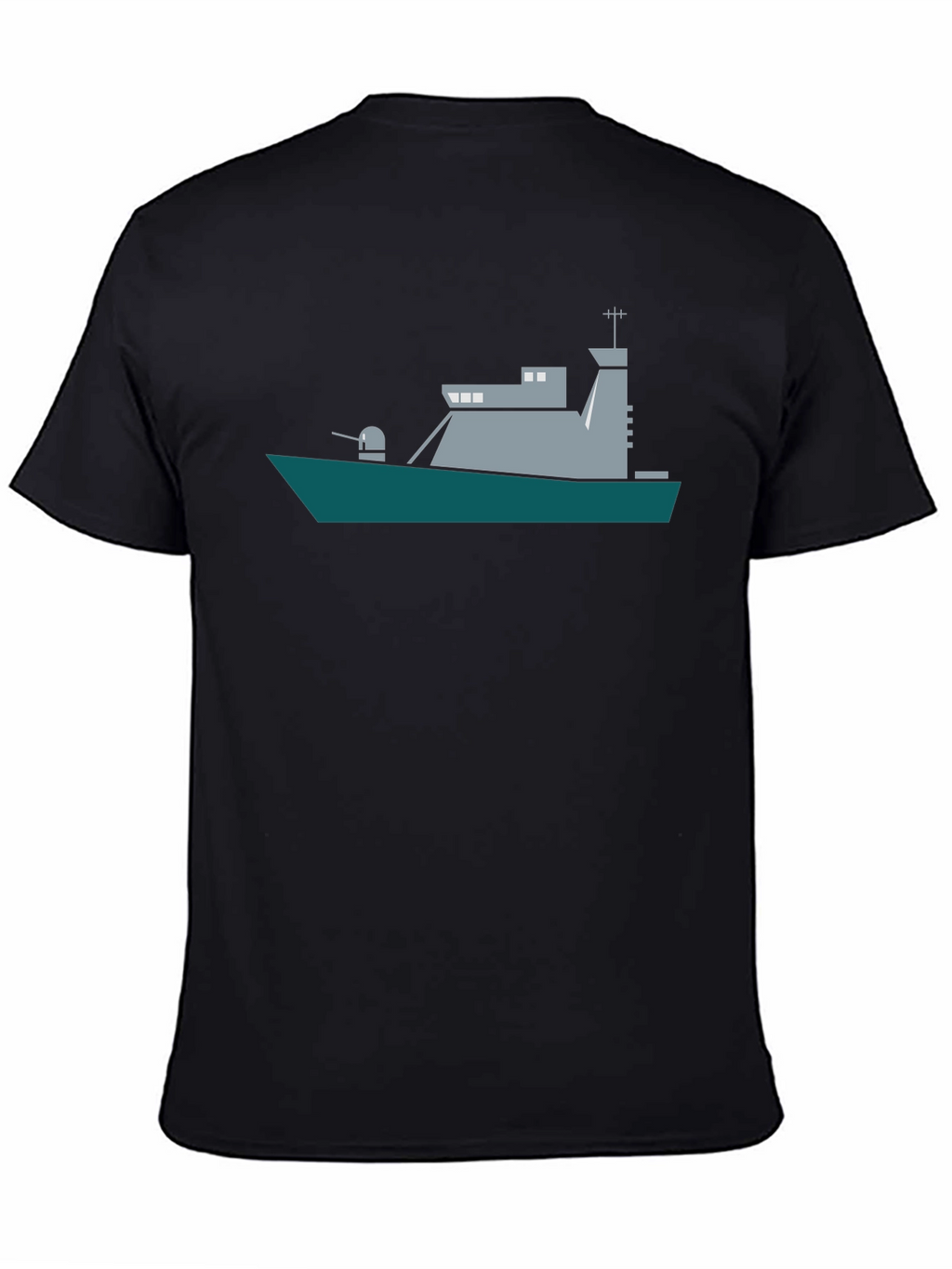 Naval Ship Graphic Tee - Black Crew Neck