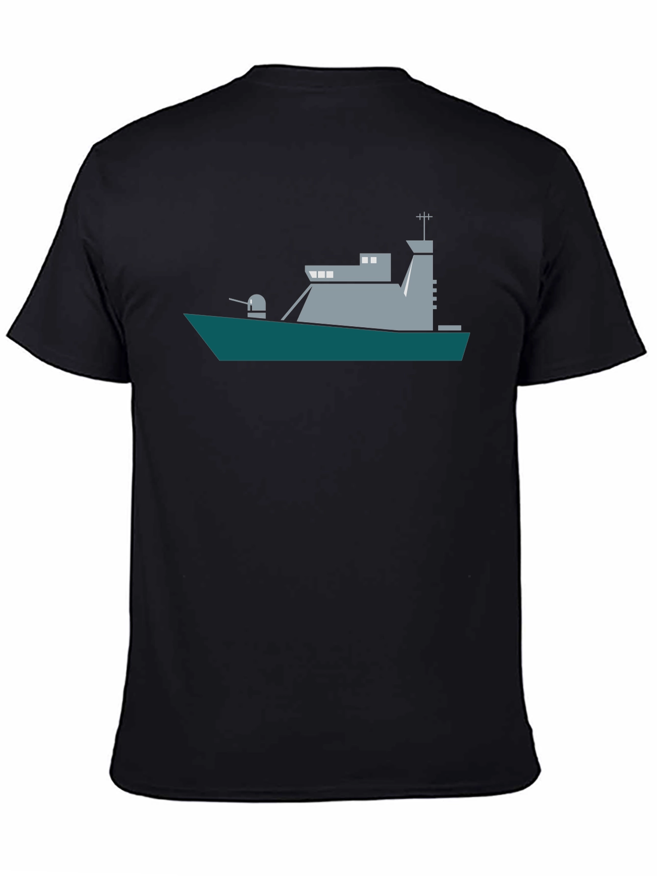 Naval Ship Graphic Tee - Black Crew Neck