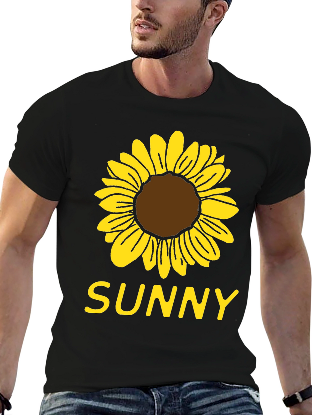 Sunny Sunflower Graphic T-Shirt - Black Cotton Tee