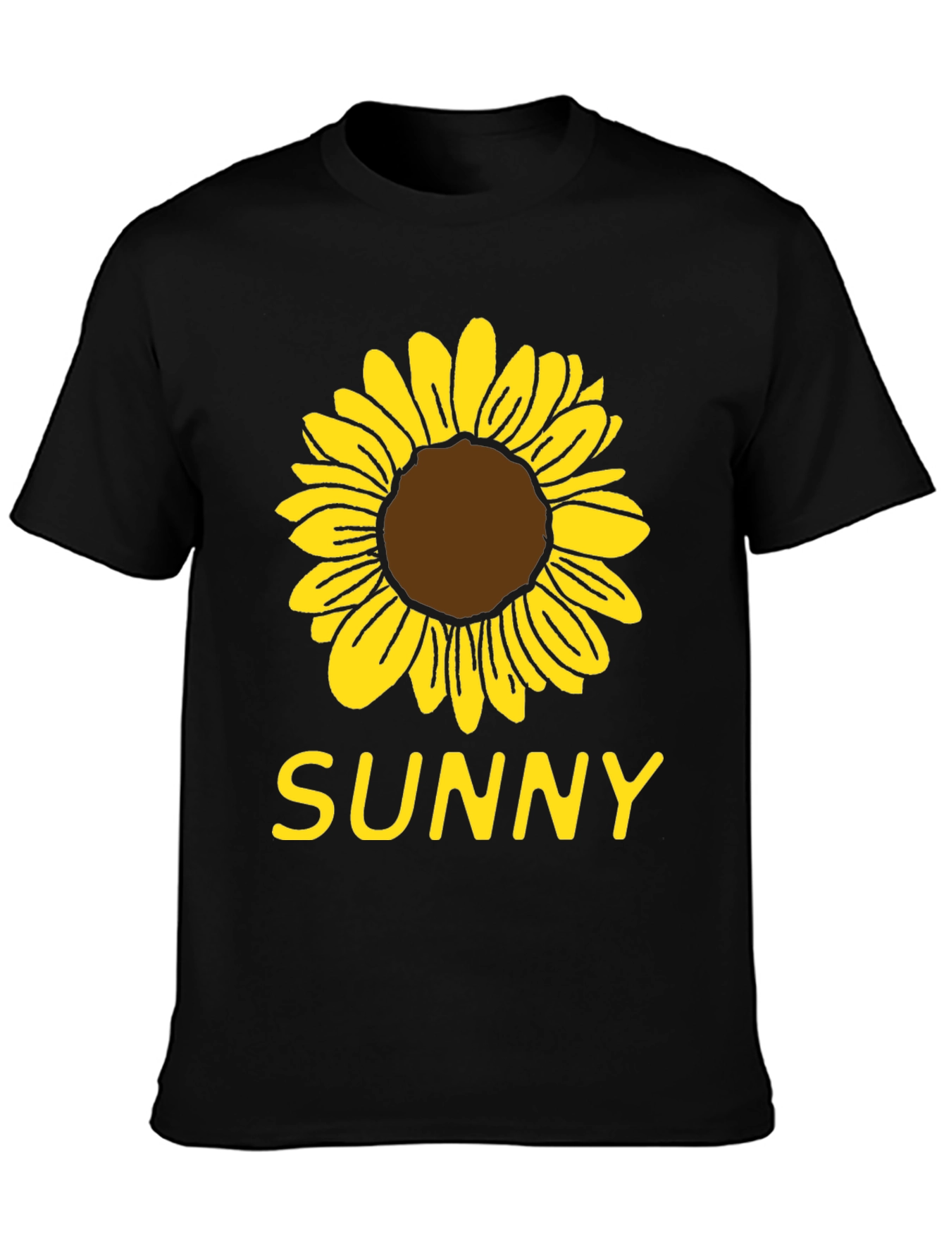 Sunny Sunflower Graphic T-Shirt - Black Cotton Tee