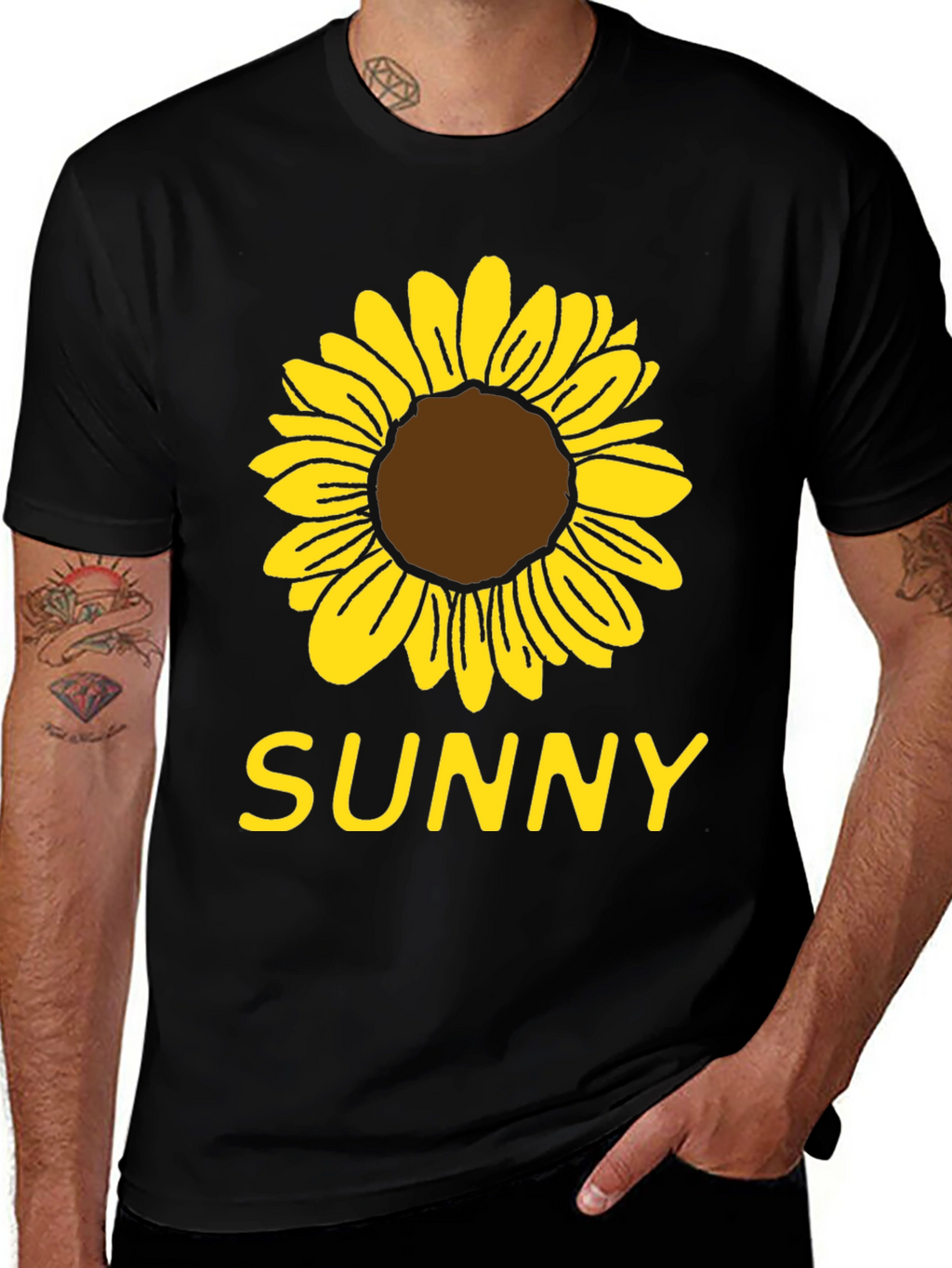 Sunny Sunflower Graphic T-Shirt - Black Cotton Tee