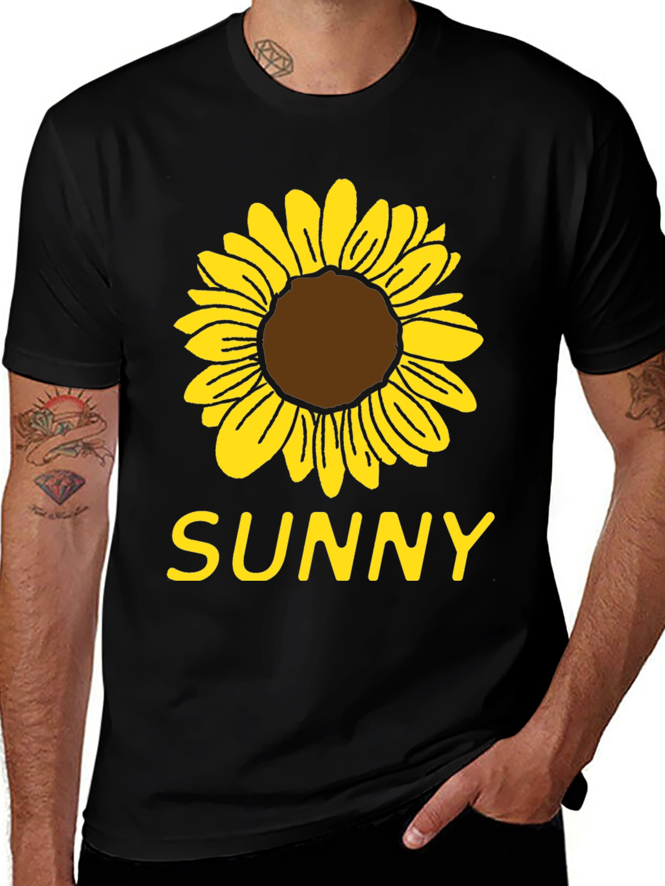 Sunny Sunflower Graphic T-Shirt - Black Cotton Tee