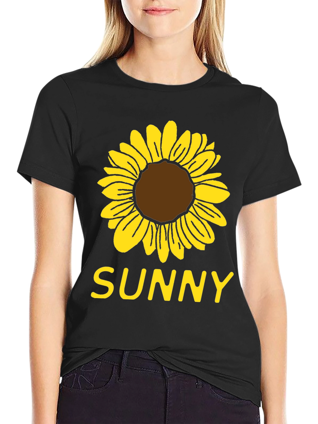 Sunny Sunflower Graphic T-Shirt - Black Cotton Tee