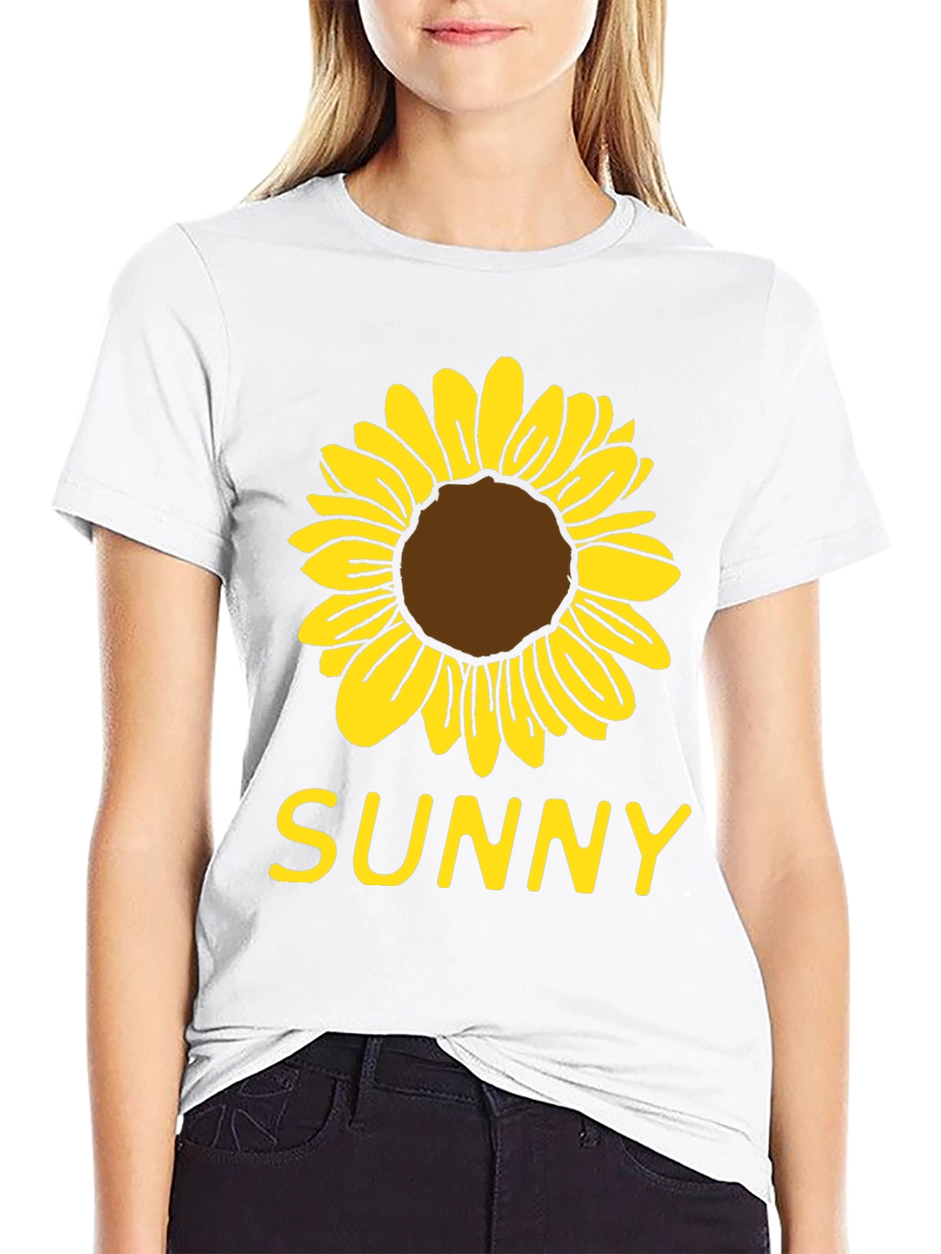 Sunny Sunflower Graphic T-Shirt - Black Cotton Tee