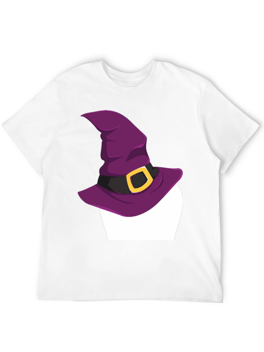 Halloween Witch Hat Graphic Tee - Black Cotton T-Shirt