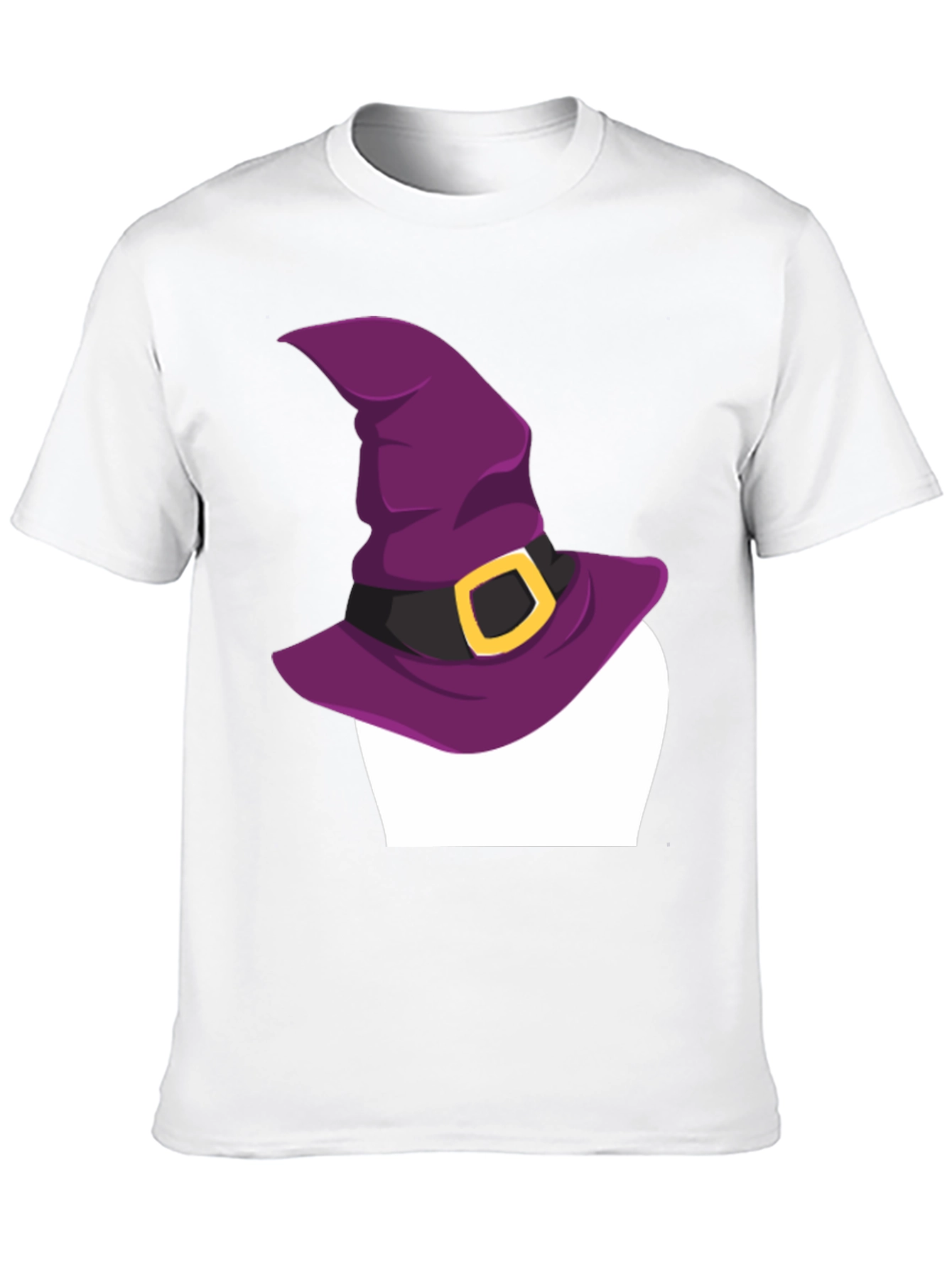 Halloween Witch Hat Graphic Tee - Black Cotton T-Shirt