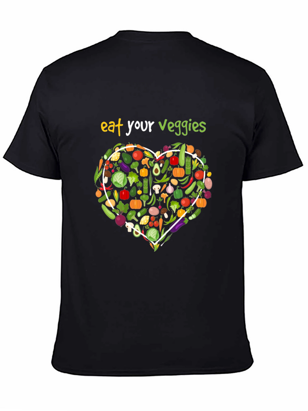 Eat Your Veggies Black Graphic T-Shirt