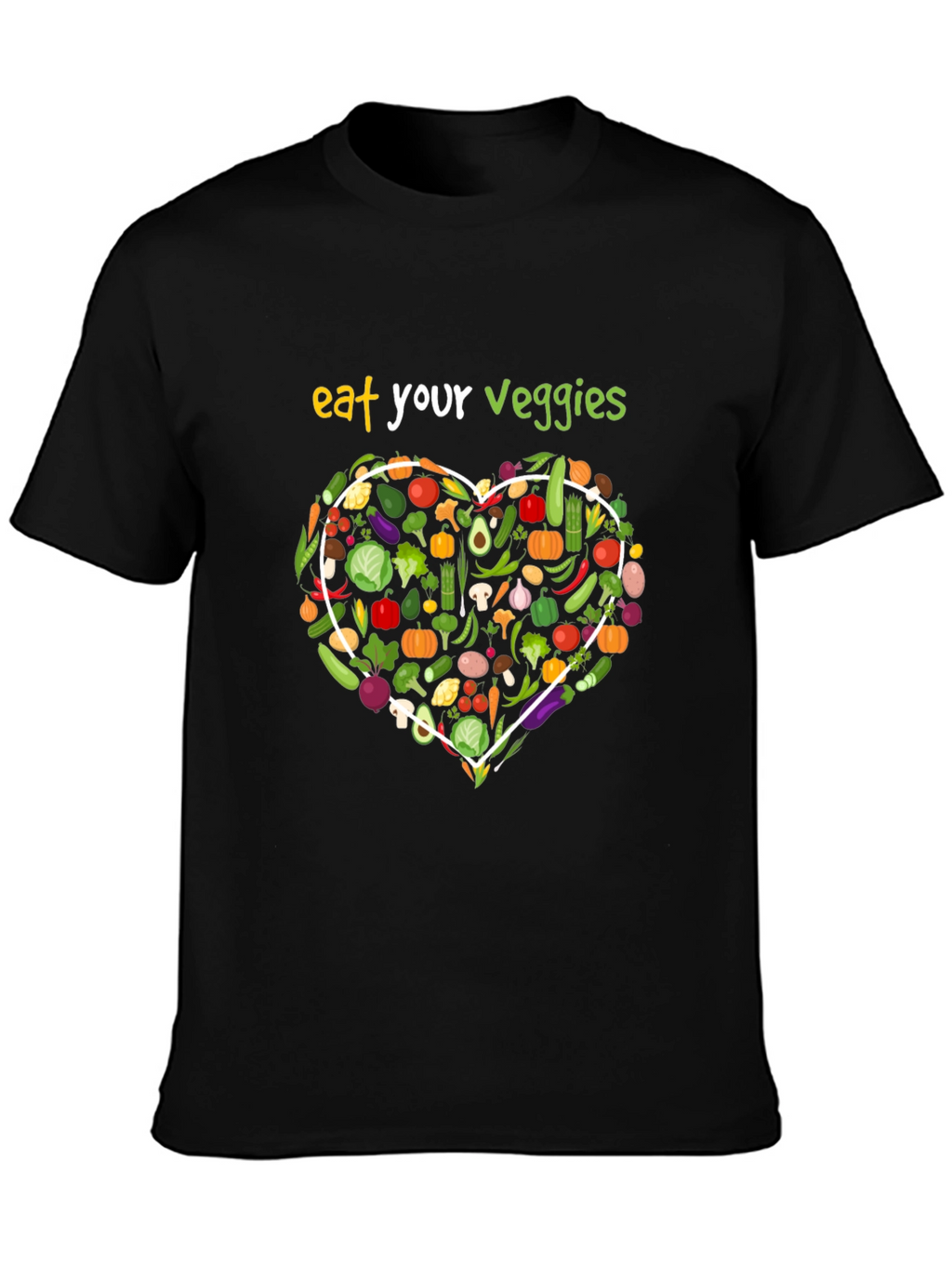 Eat Your Veggies Black Graphic T-Shirt