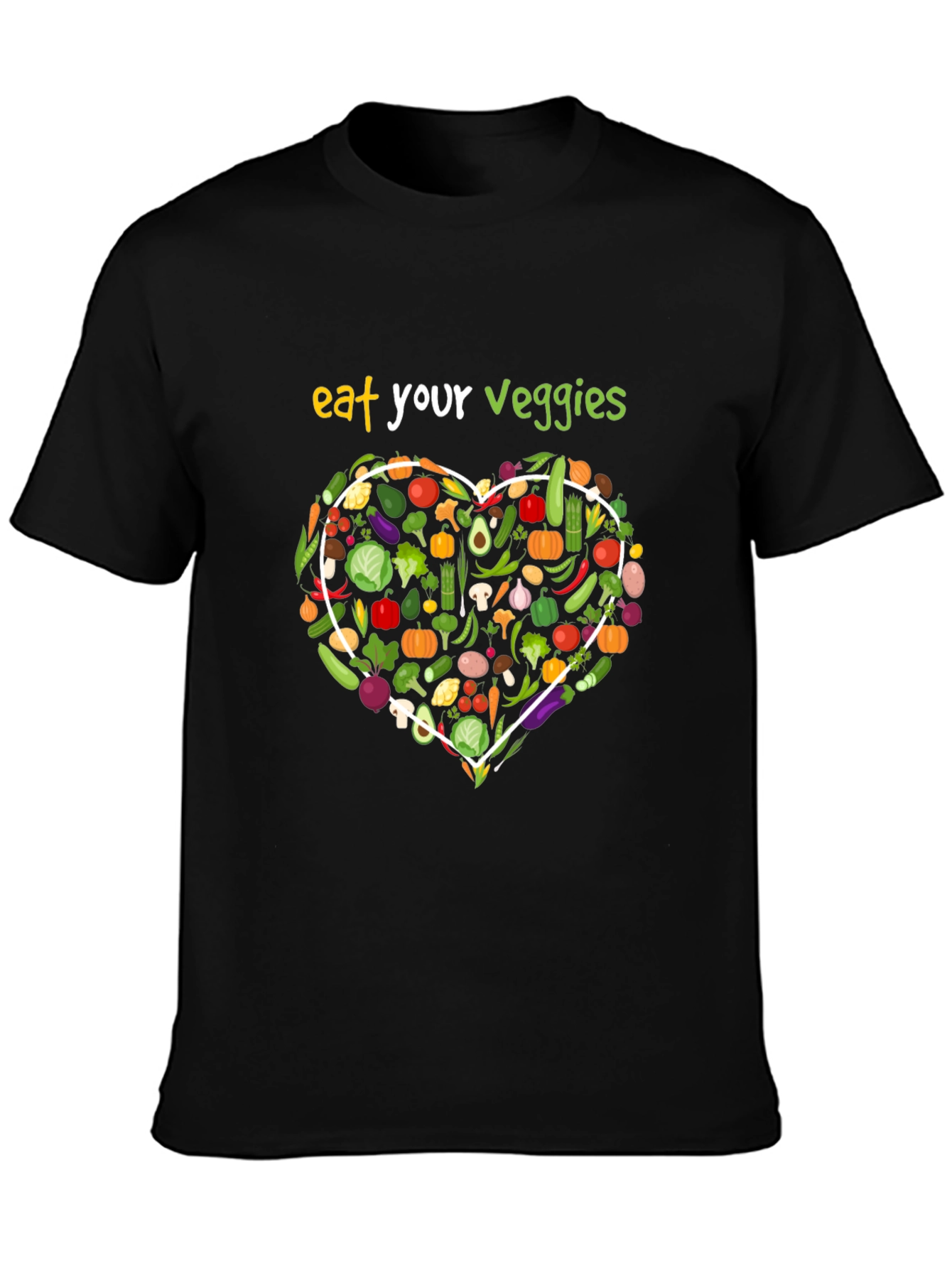 Eat Your Veggies Black Graphic T-Shirt