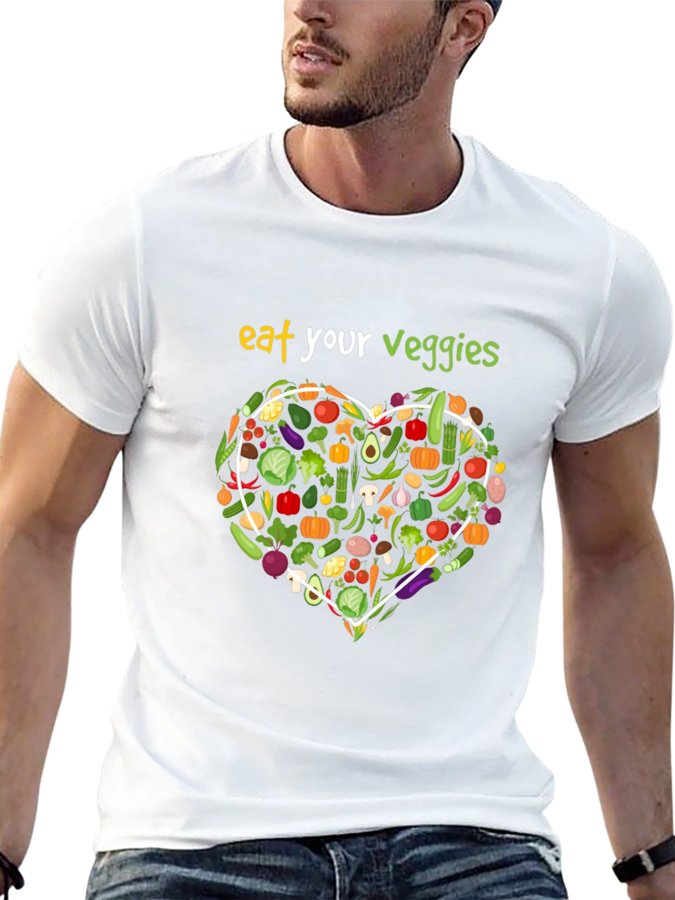 Eat Your Veggies Black Graphic T-Shirt