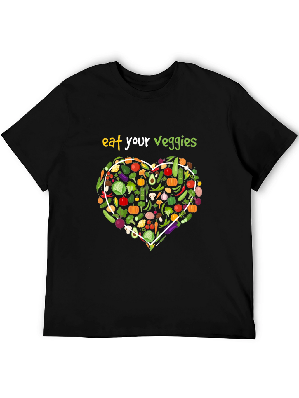 Eat Your Veggies Black Graphic T-Shirt