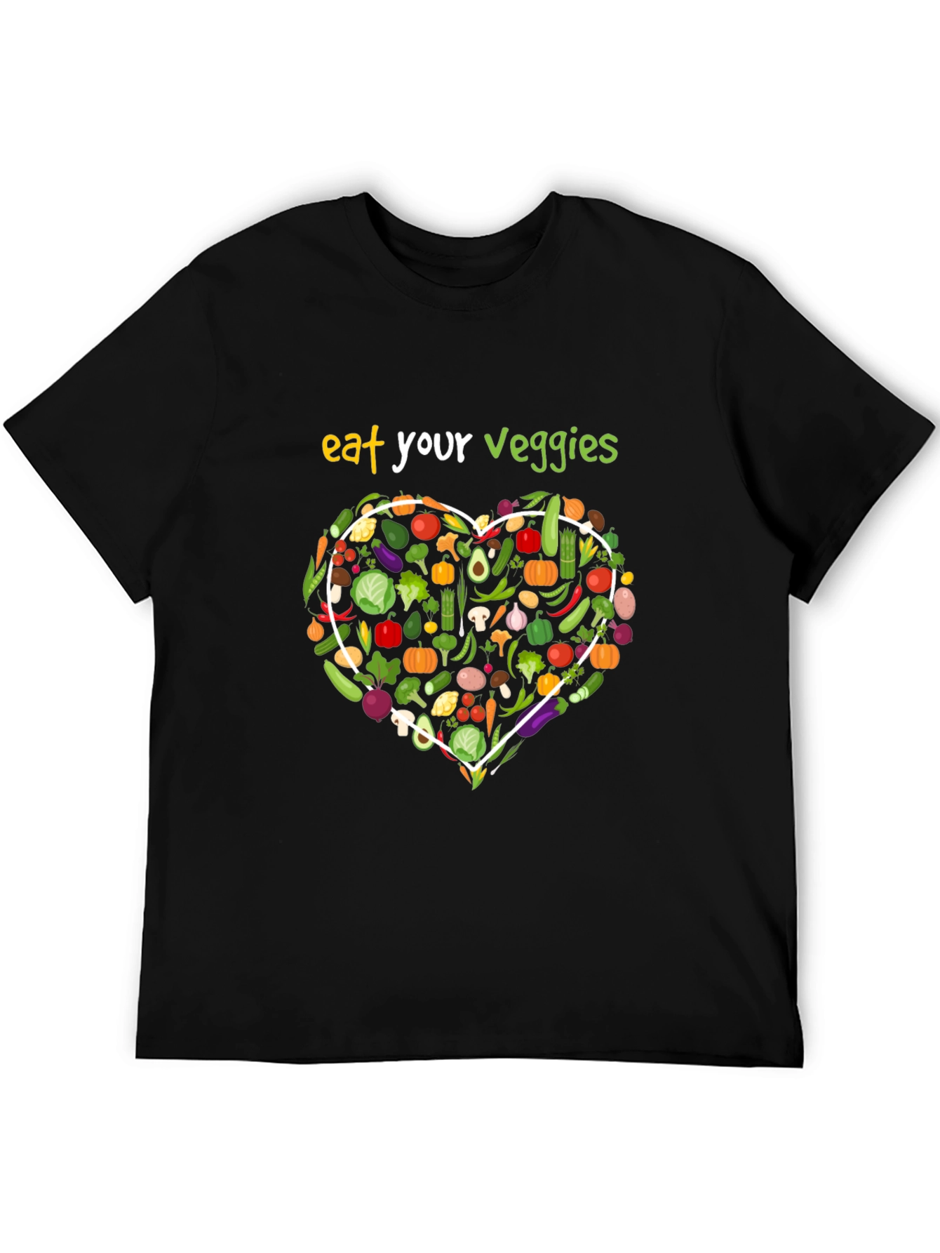 Eat Your Veggies Black Graphic T-Shirt