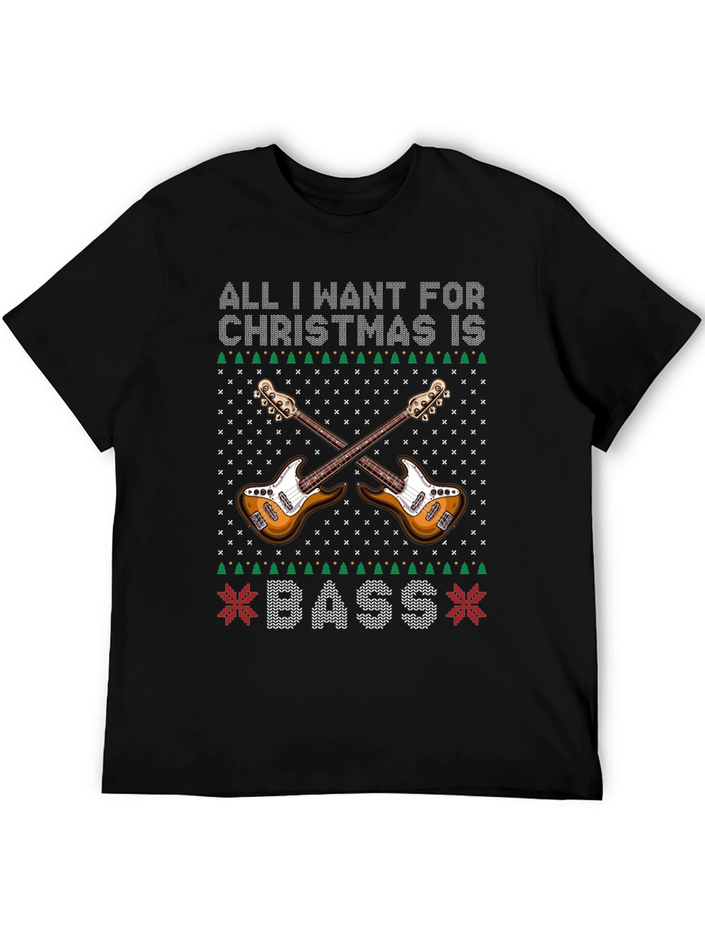 Bass Guitar Ugly Christmas Sweater T-Shirt