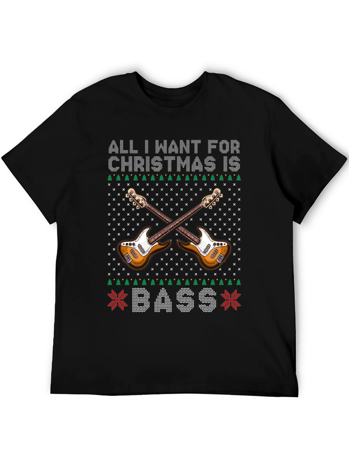Bass Guitar Ugly Christmas Sweater T-Shirt