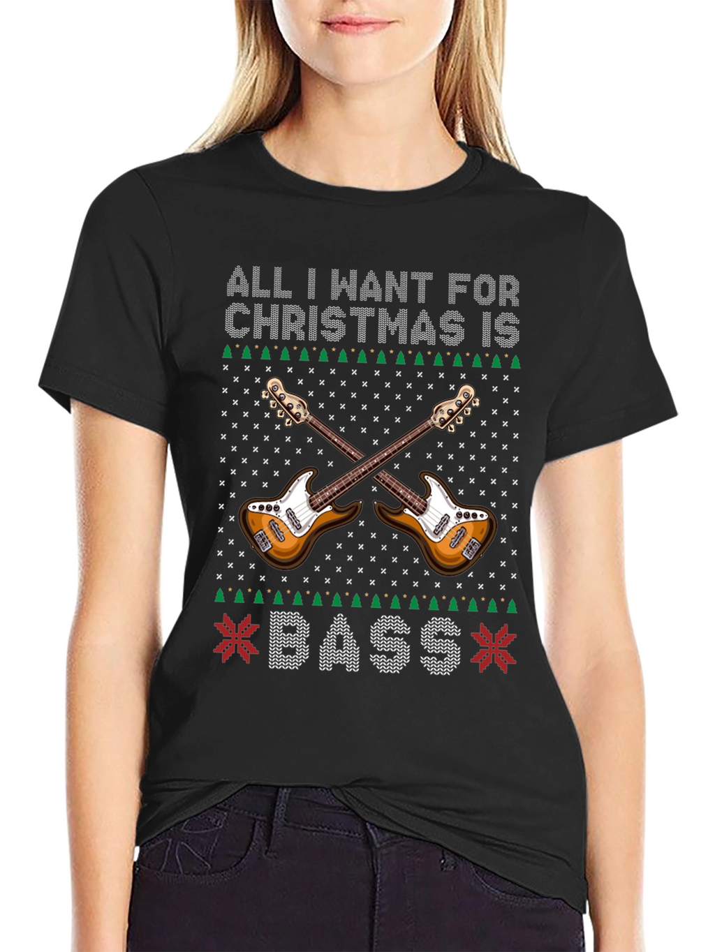 Bass Guitar Ugly Christmas Sweater T-Shirt