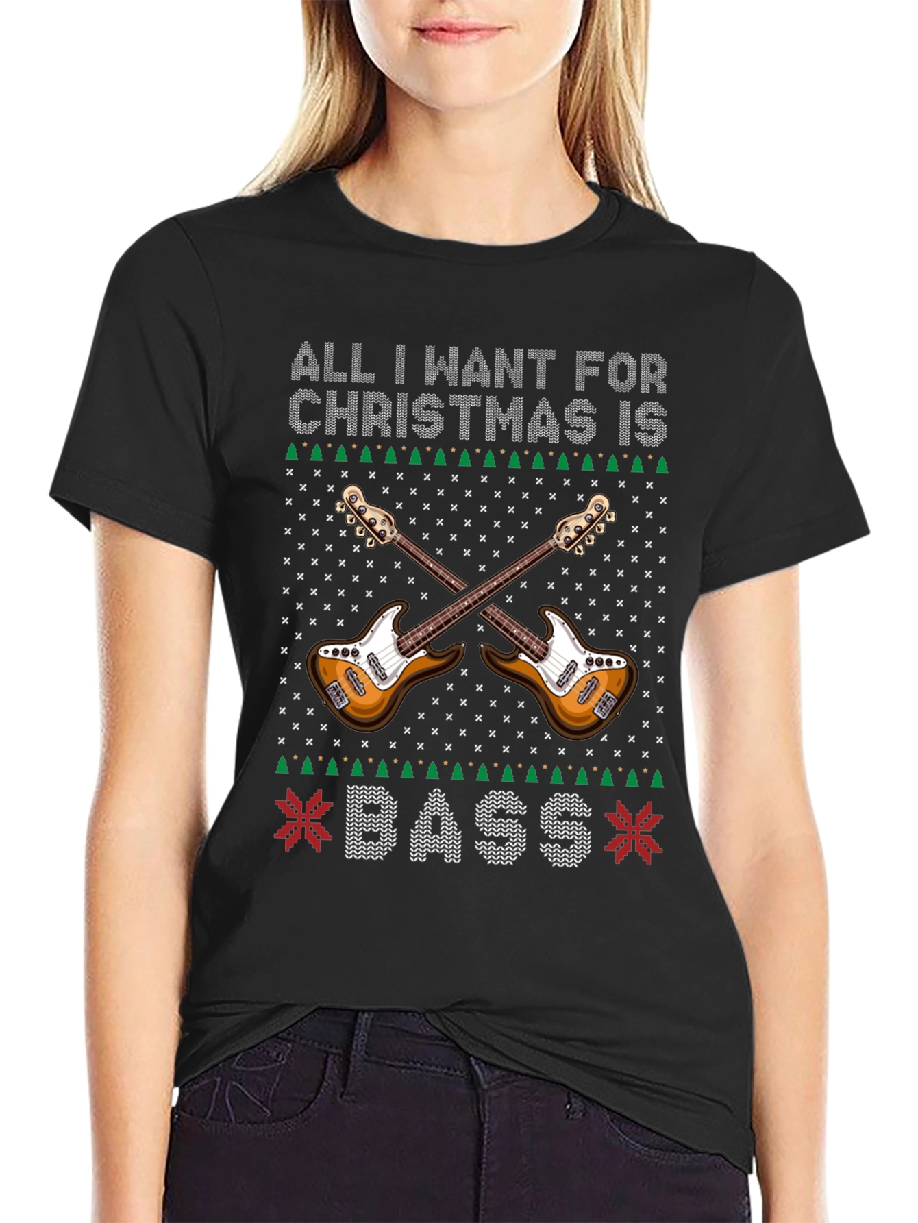 Bass Guitar Ugly Christmas Sweater T-Shirt