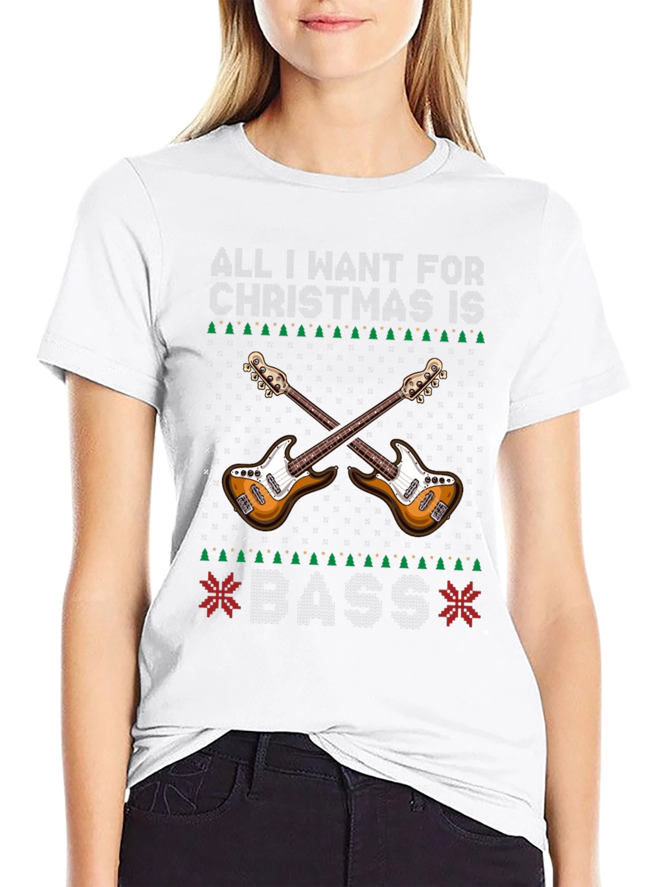 Bass Guitar Ugly Christmas Sweater T-Shirt
