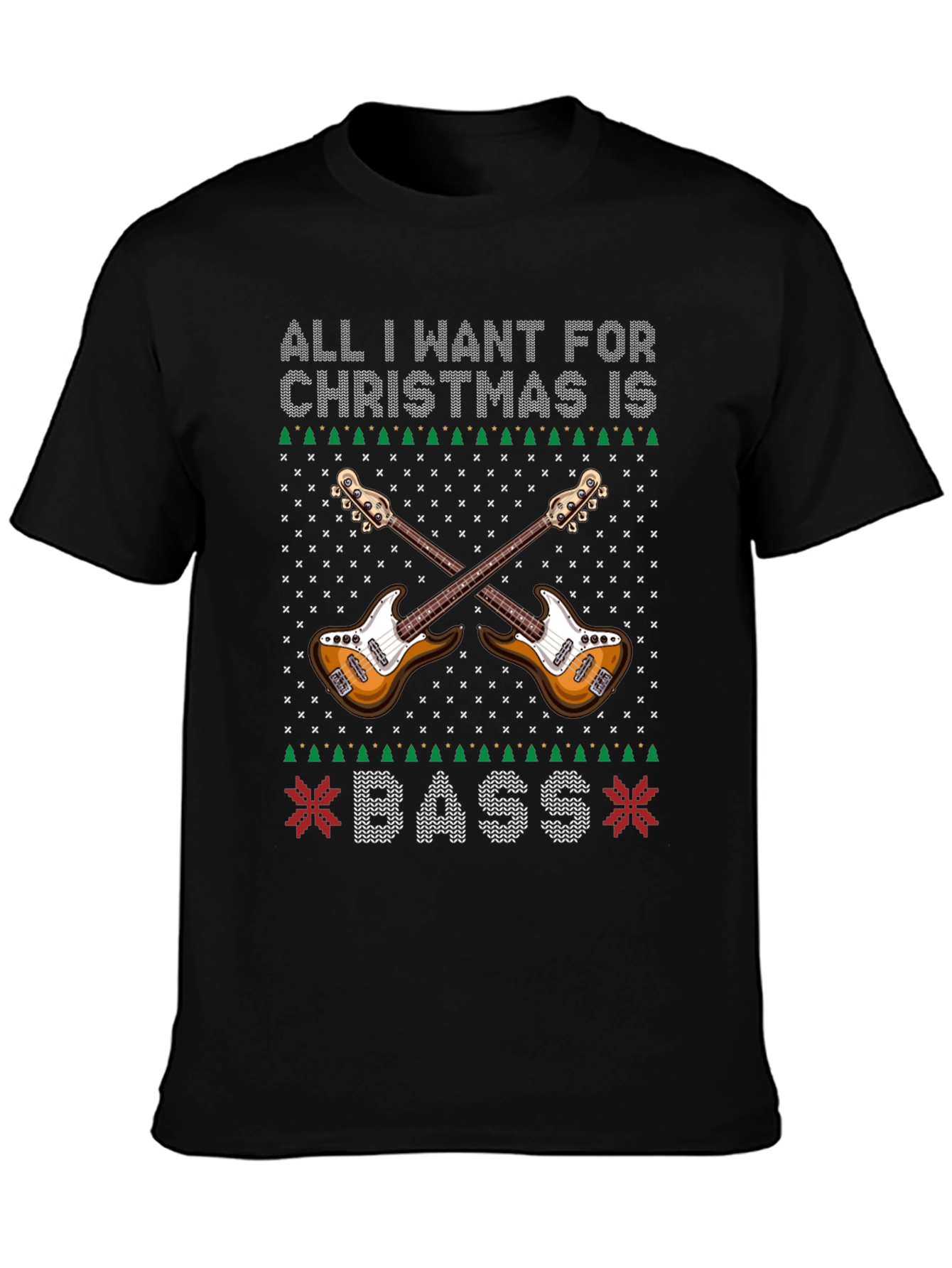Bass Guitar Ugly Christmas Sweater T-Shirt