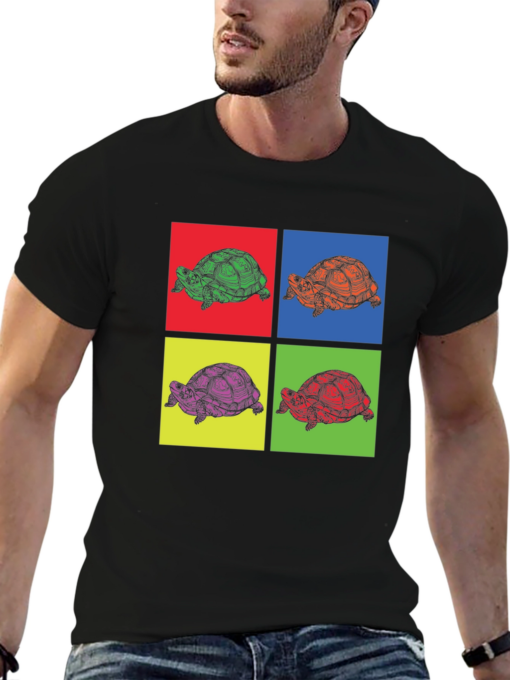Turtle Pop Art Graphic Tee - Unique Animal Print