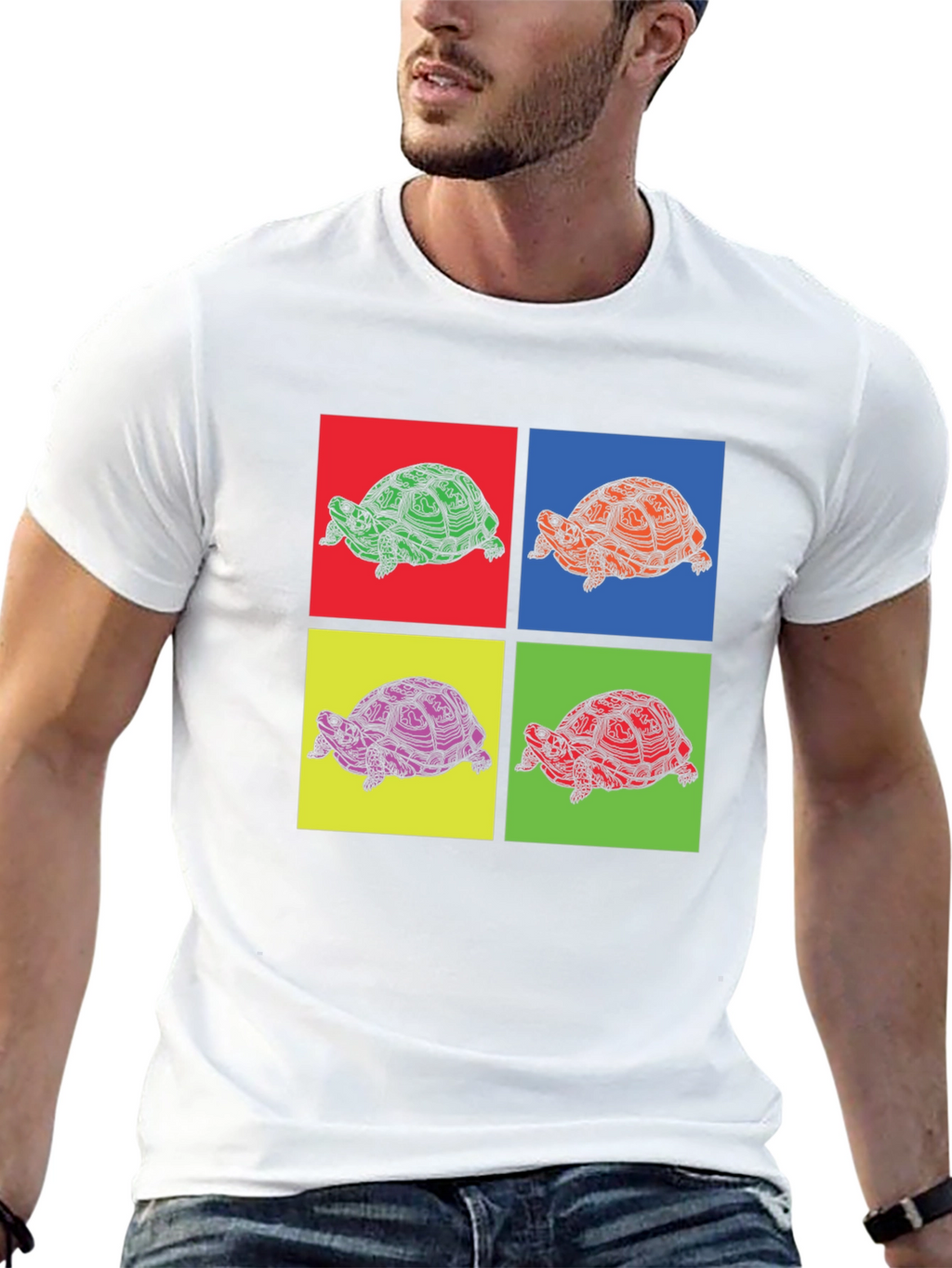 Turtle Pop Art Graphic Tee - Unique Animal Print