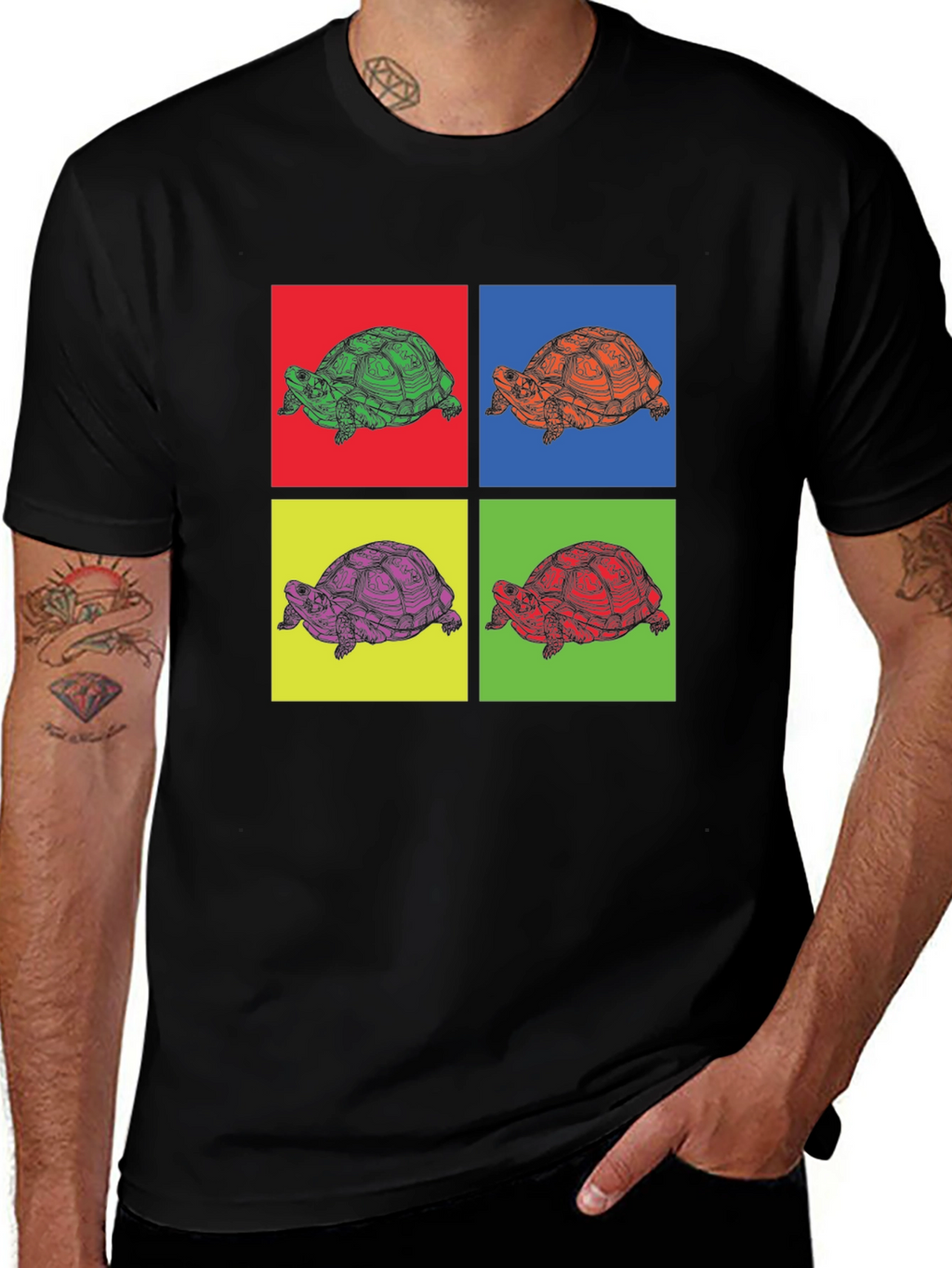 Turtle Pop Art Graphic Tee - Unique Animal Print