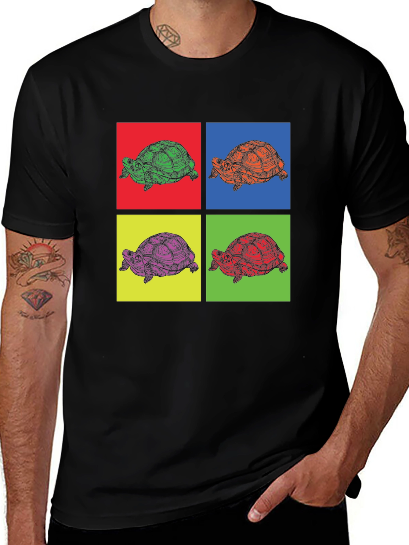 Turtle Pop Art Graphic Tee - Unique Animal Print