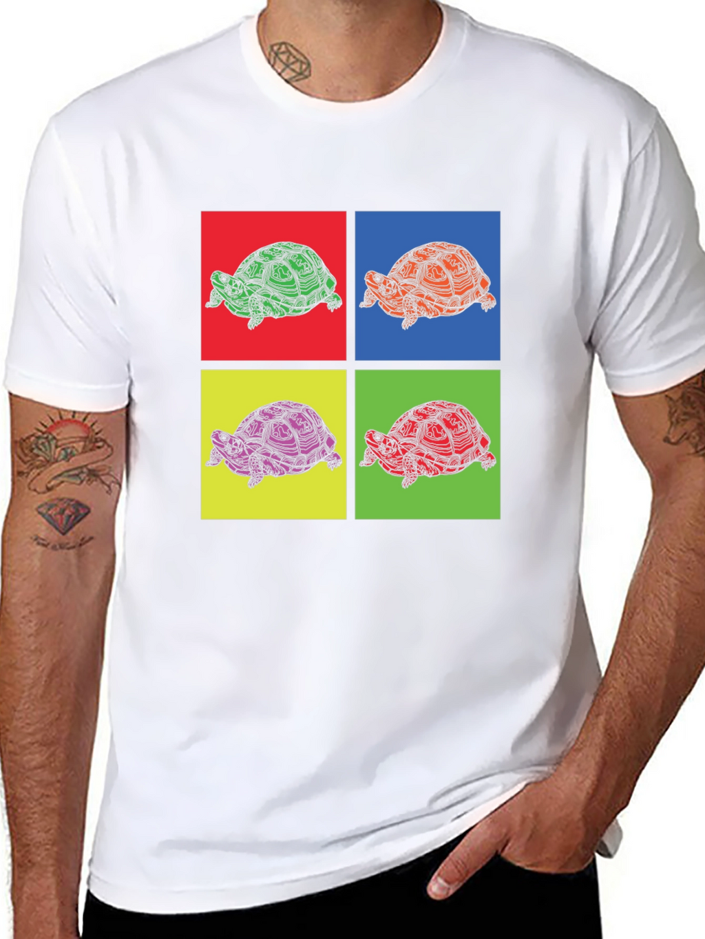 Turtle Pop Art Graphic Tee - Unique Animal Print
