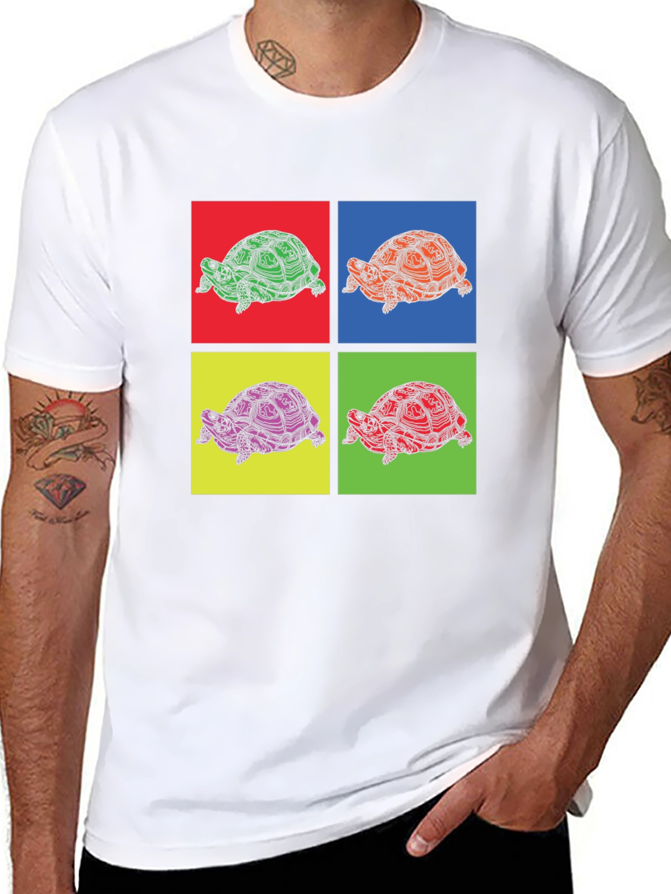 Turtle Pop Art Graphic Tee - Unique Animal Print