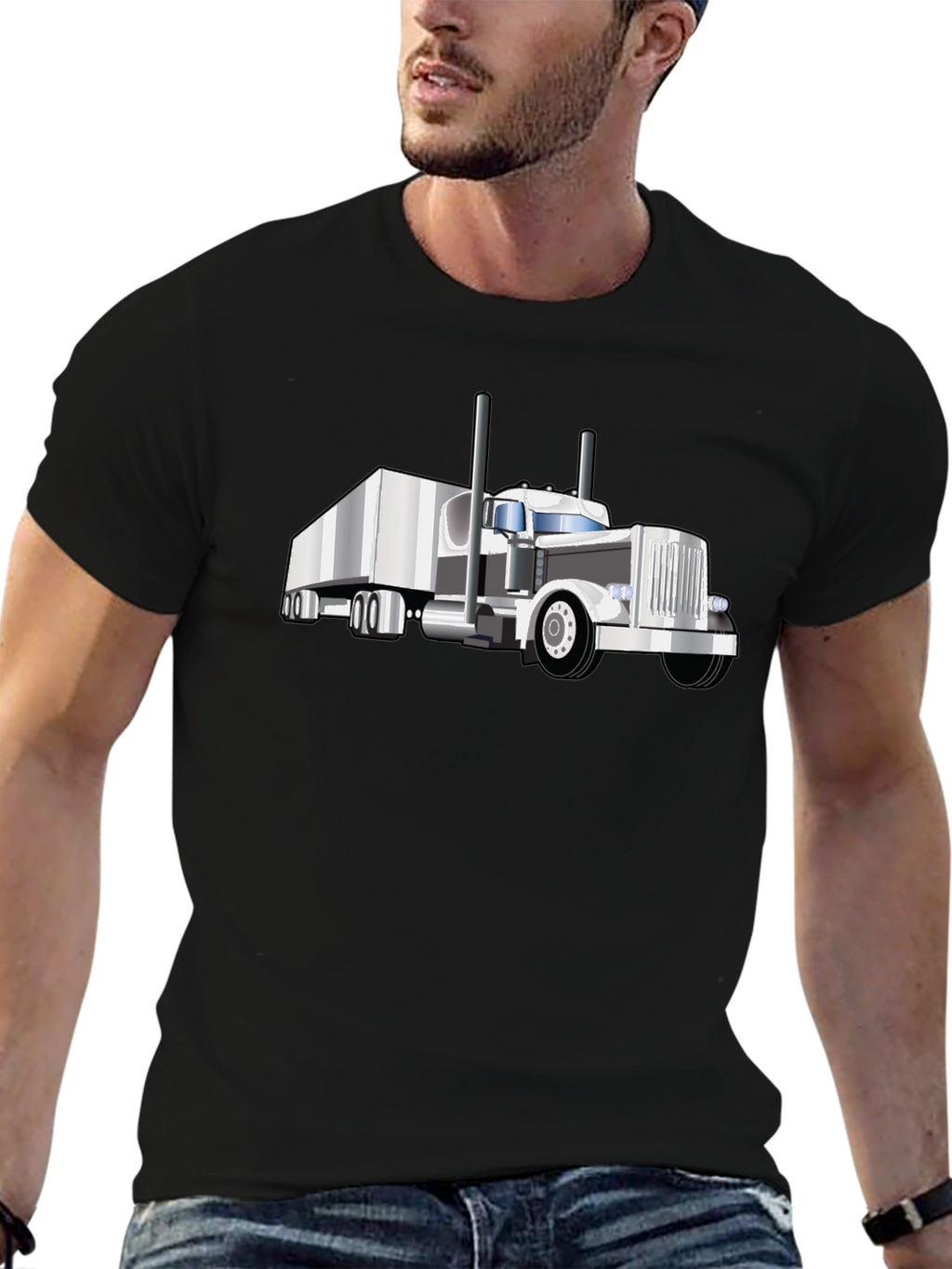 Truck Graphic Tee - Black Cotton Blend